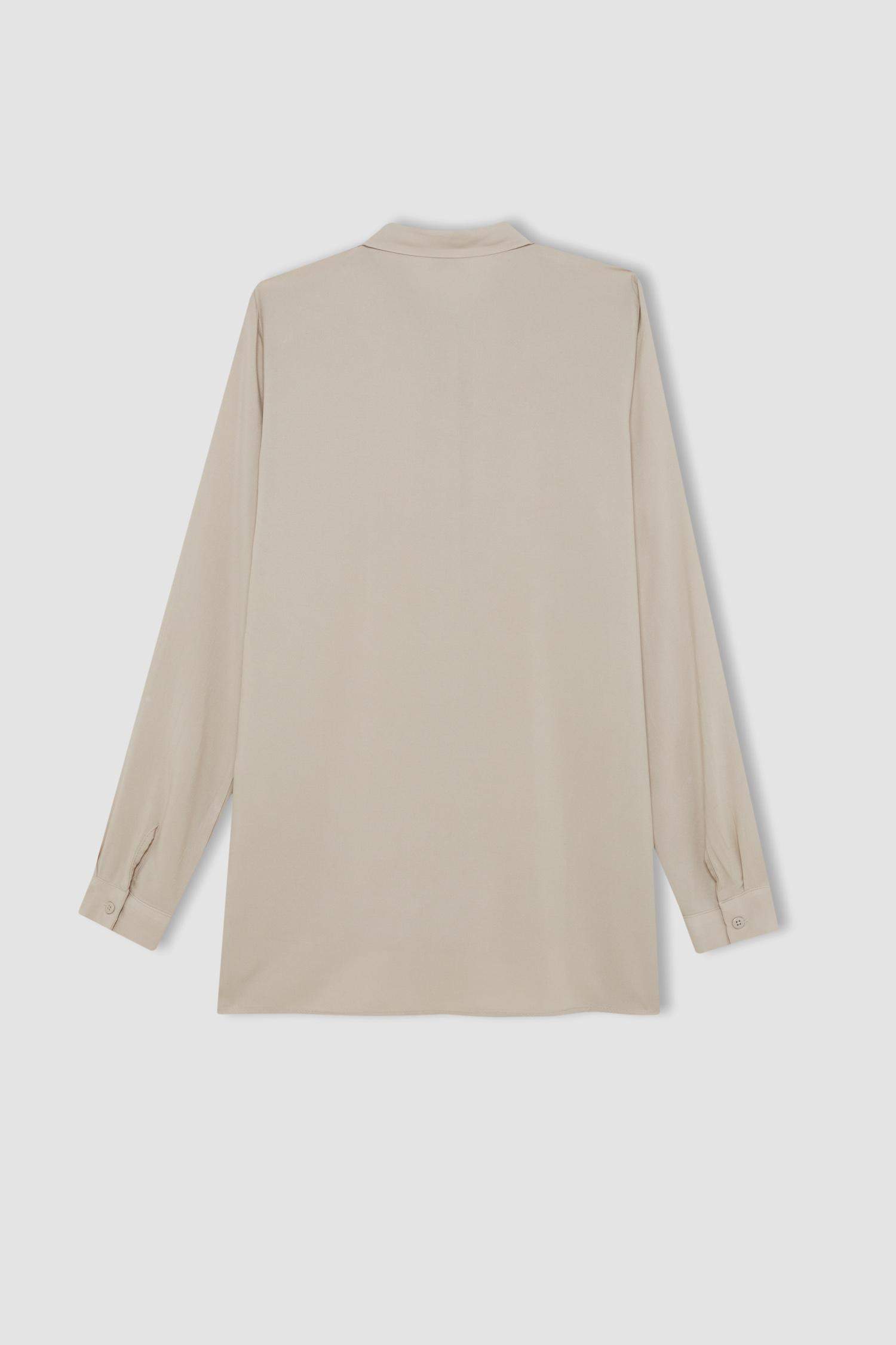 Regular Fit Basic Düz Düğmeli Uzun Kollu Gömlek