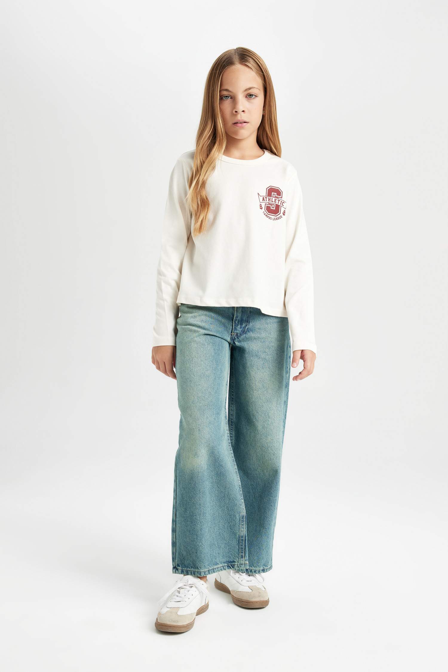 تيشيرت بناتي كم طويل مطبوع قصة مريحة