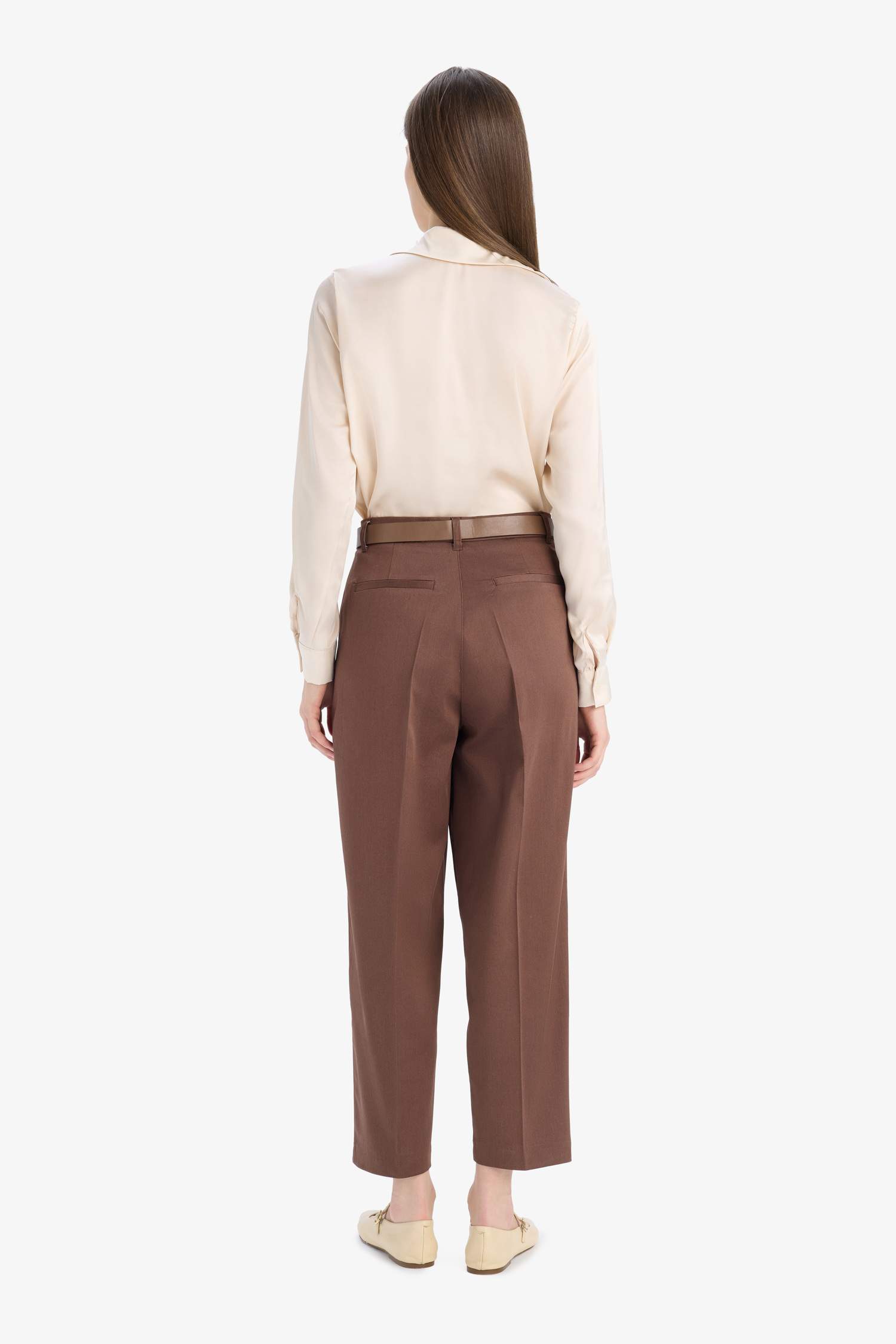 Carrot Fit Ankle Length With Pockets Satin Trousers