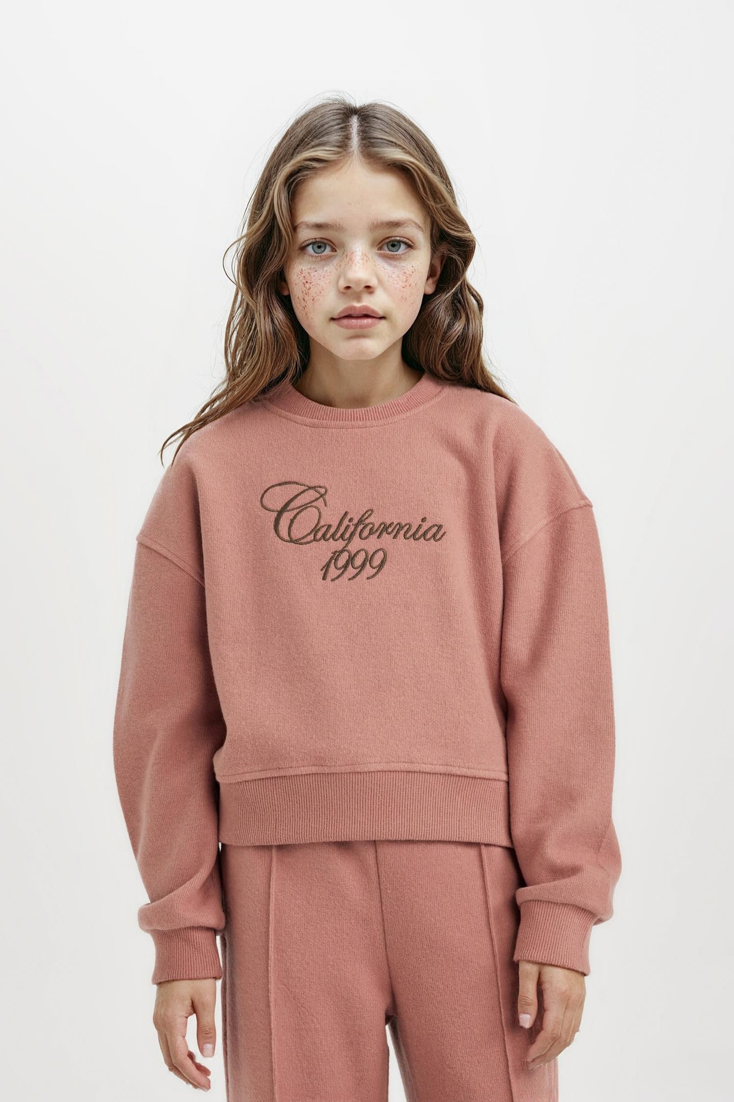 Свитшот с принтом с круглым вырезом для девочек