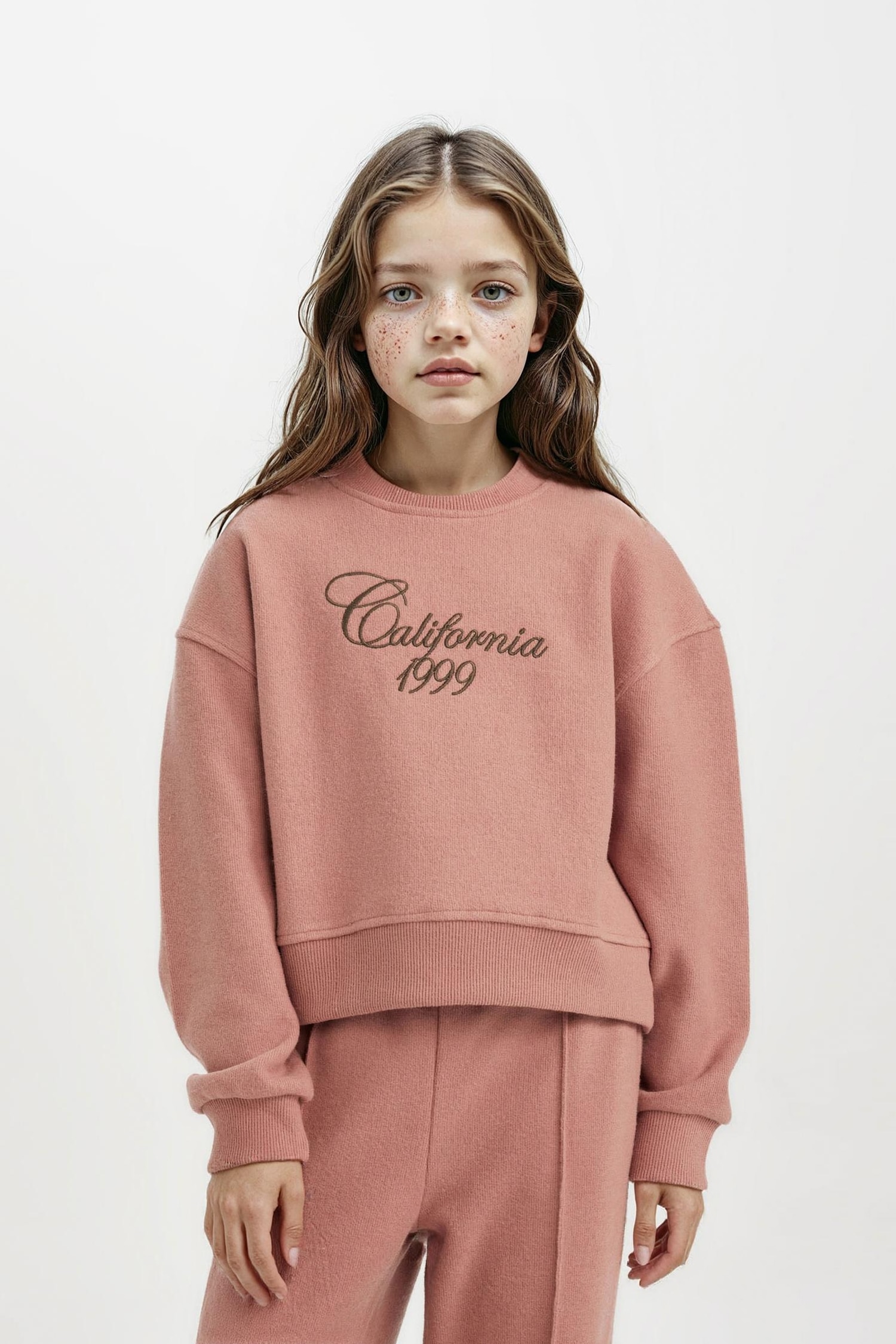 Свитшот с принтом с круглым вырезом для девочек