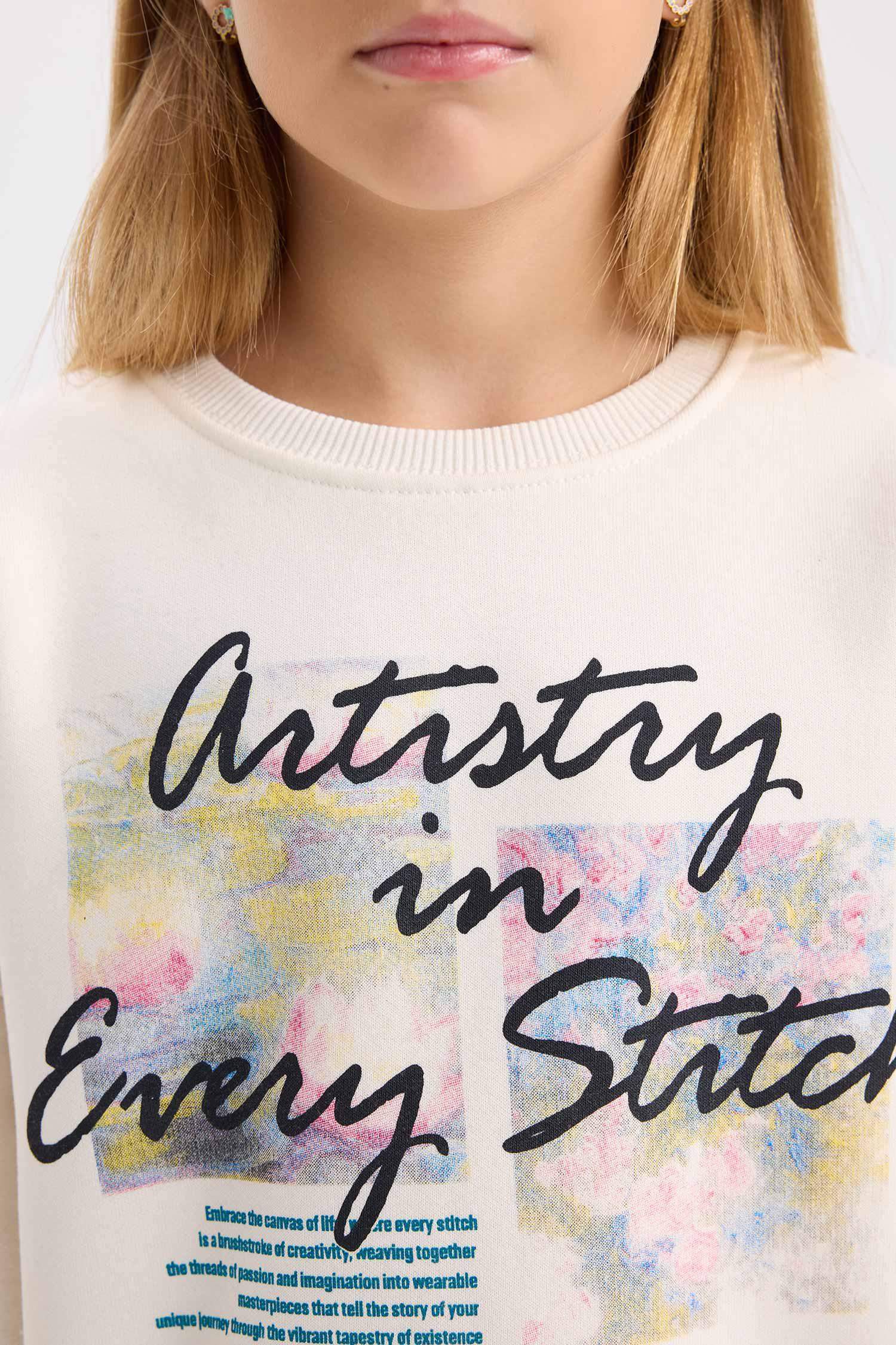 Sweatshirt Oversize imprimé en tissu épais à Col rond