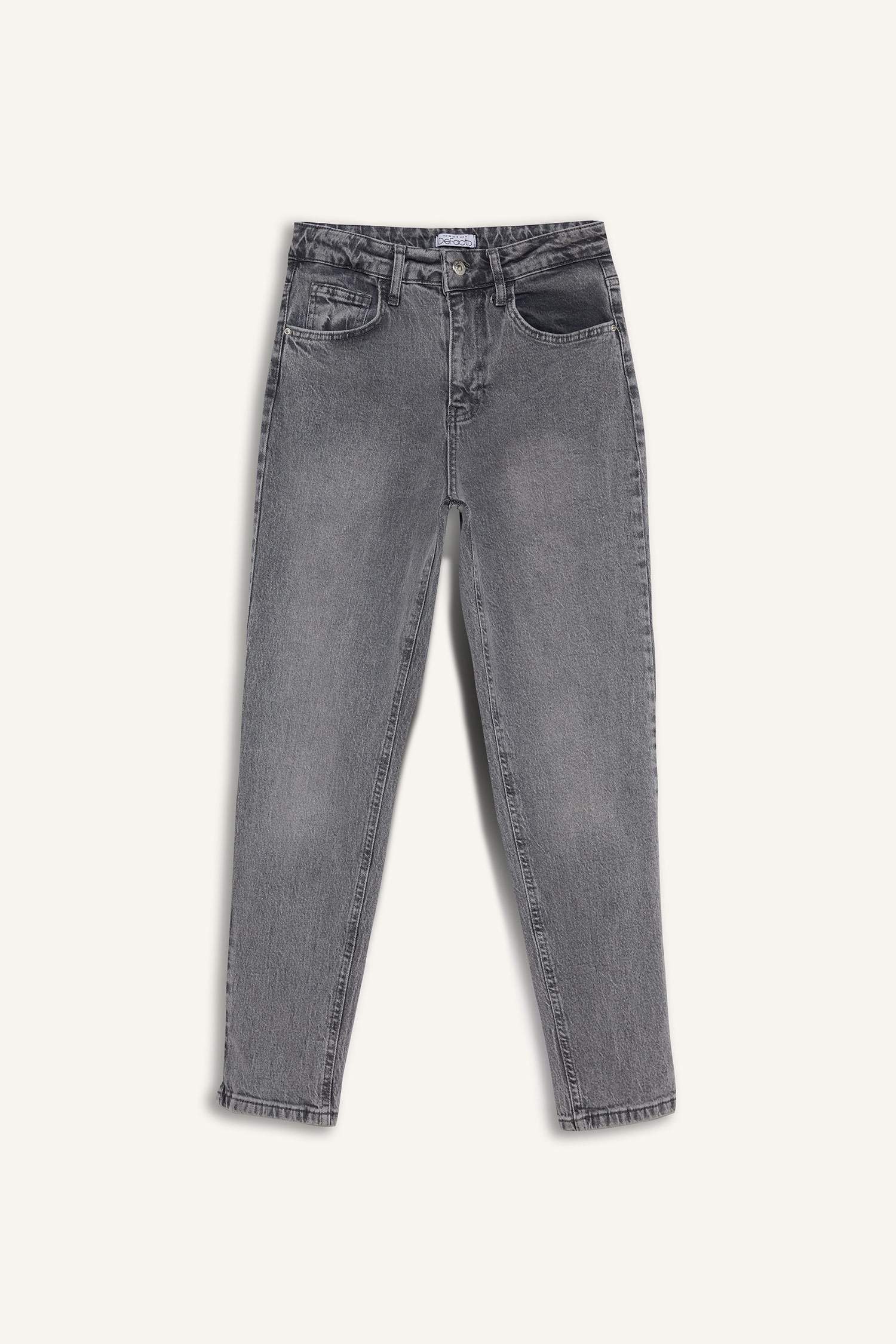 Comfort Mom Fit Relaxed Fit High Waist Ankle Length Washed Jeans