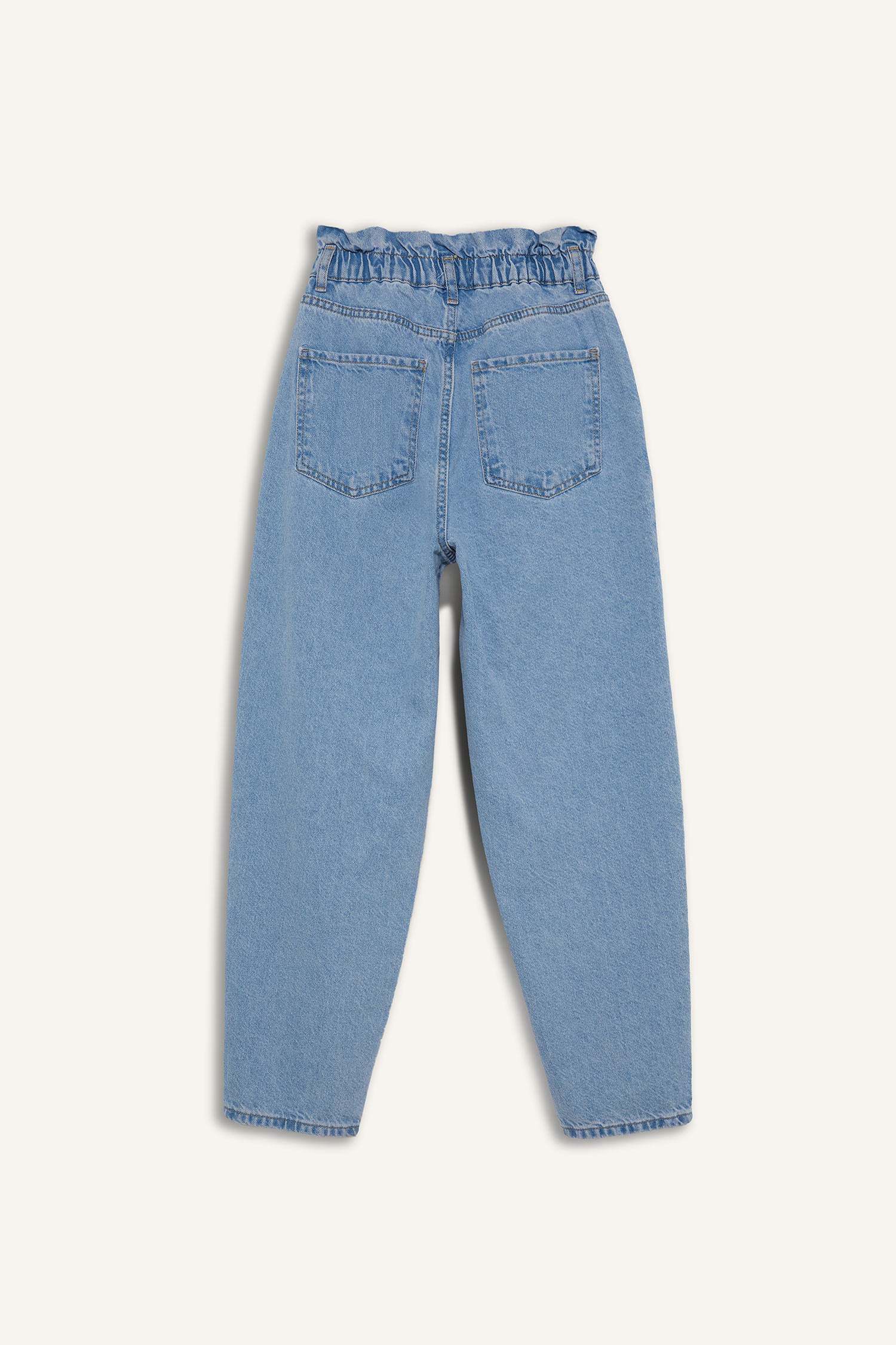 Paperbag Yüksek Bel Kısa Paça Jean Yıkamalı Pantolon