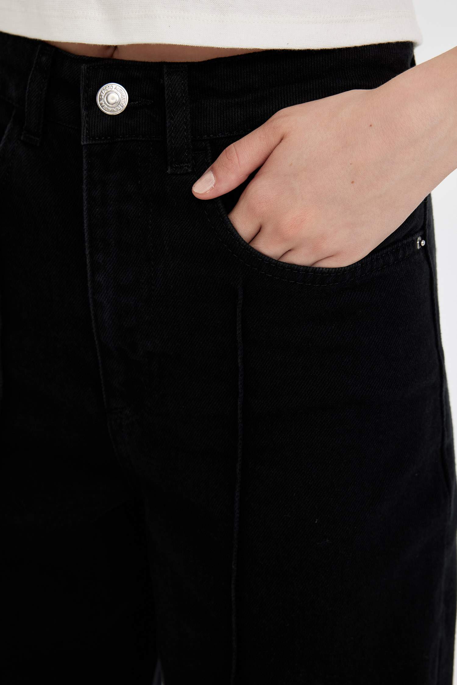 Crop Wide Leg Yüksek Bel Kısa Geniş Paça Jean Pantolon