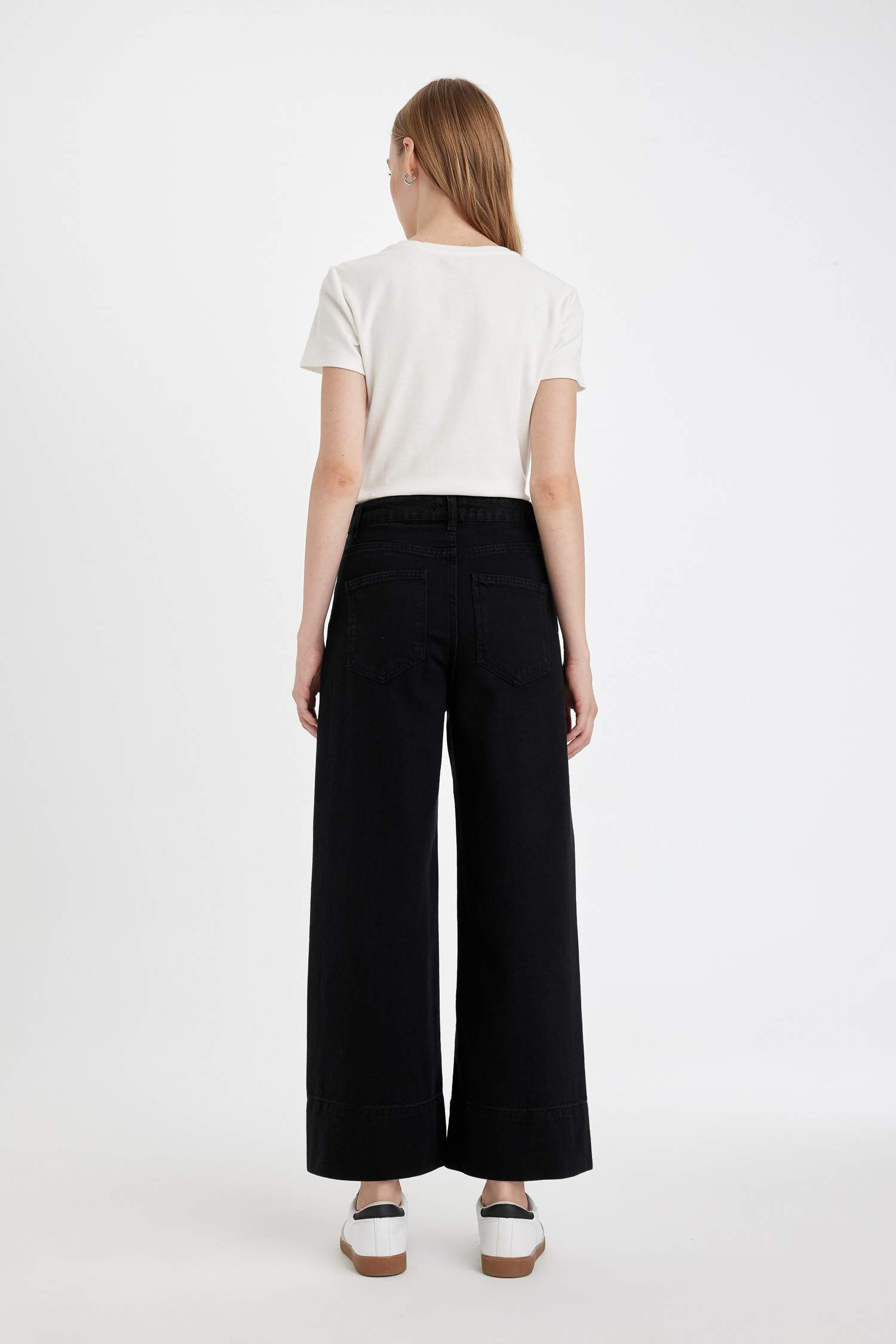 Crop Wide Leg Yüksek Bel Kısa Geniş Paça Jean Pantolon