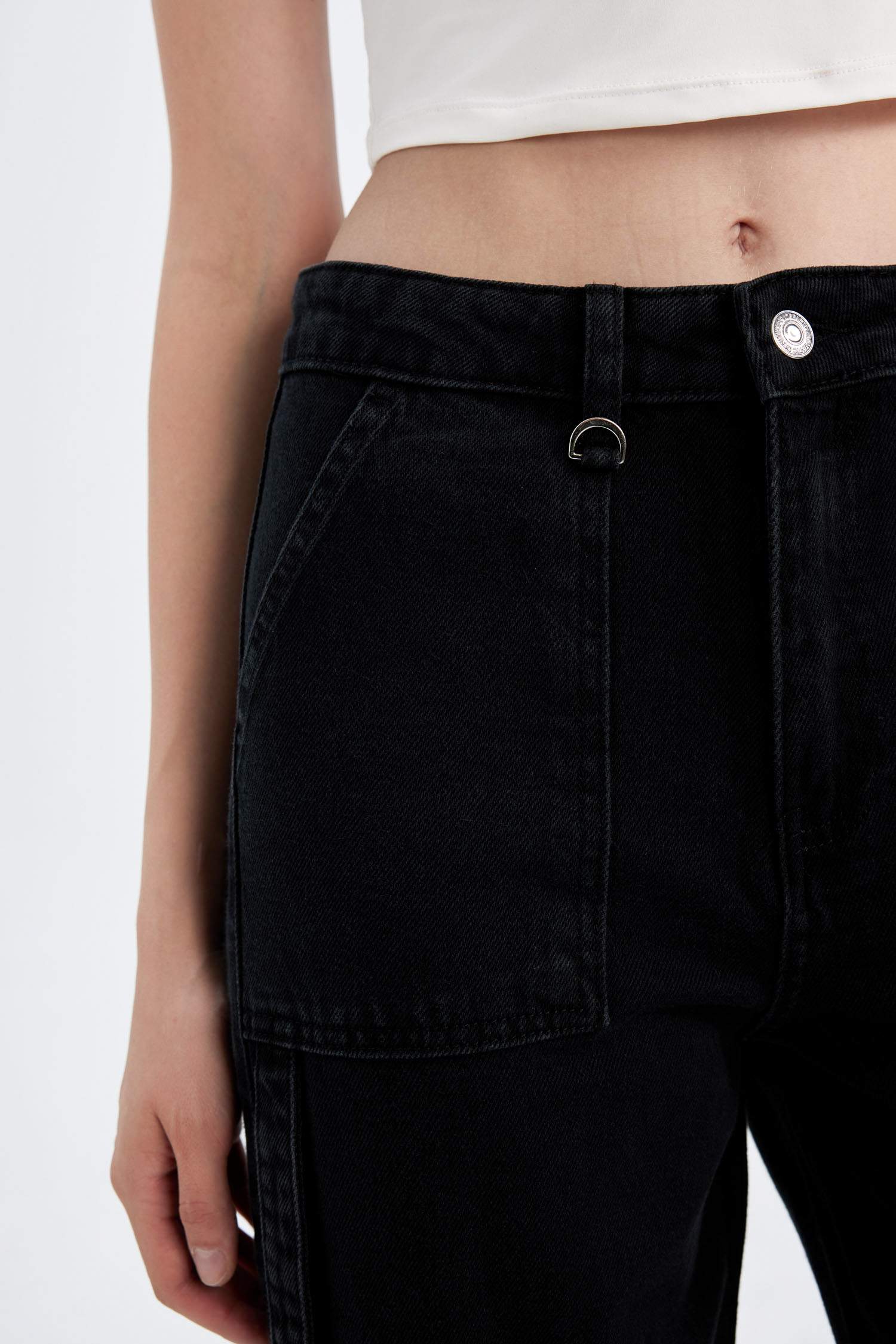 Wide Leg High Waist Long Cargo Jeans