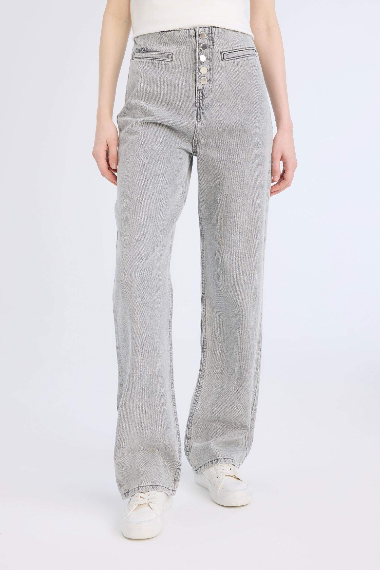 90's Wide Leg High Waist Washed Jeans