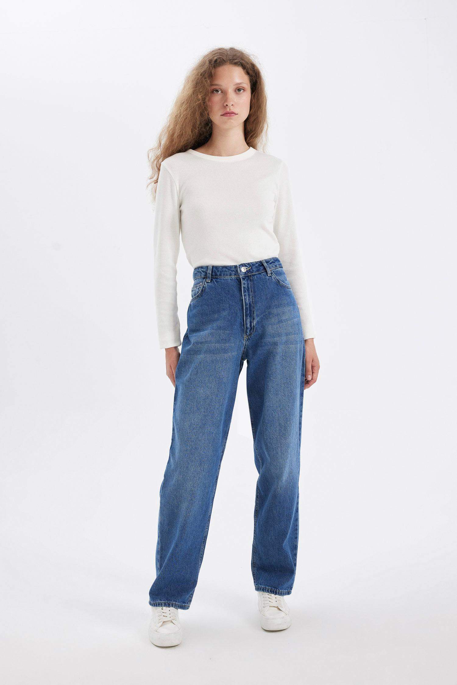 Baggy Fit High Waist Long Jeans