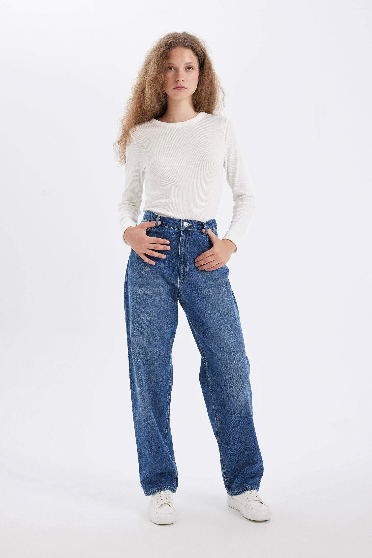 Baggy Fit High Waist Long Jeans