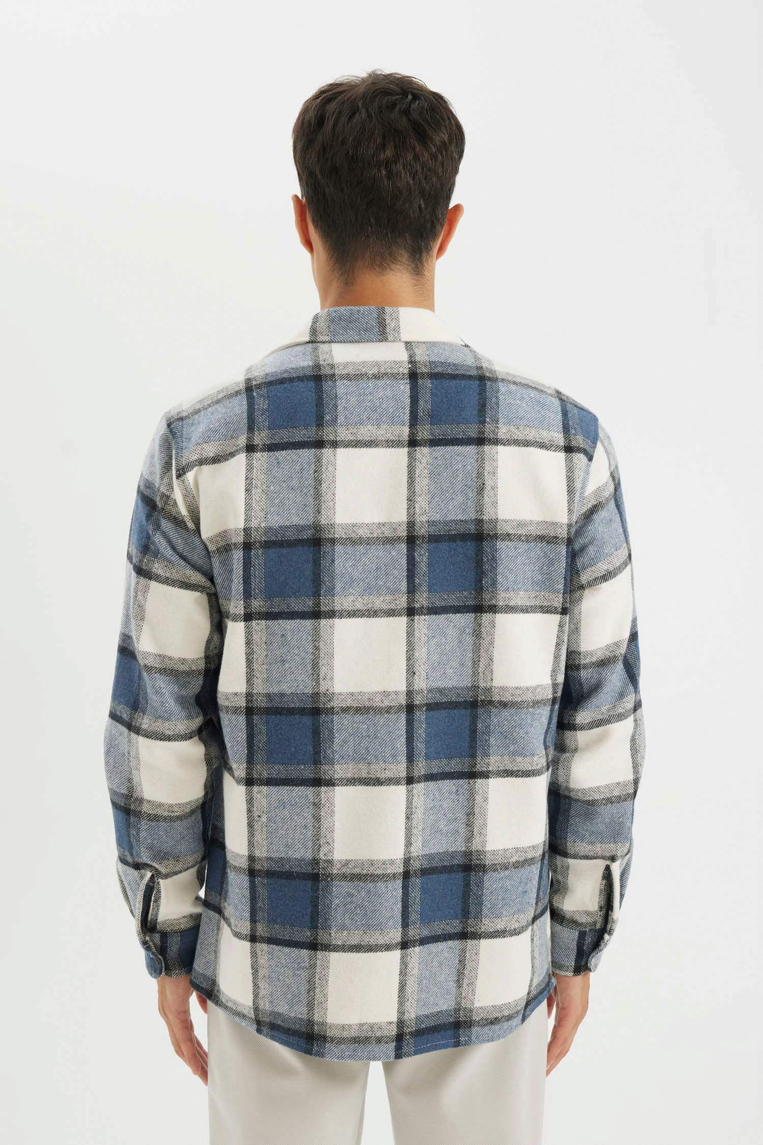 поло жаға дойбы өрнегі фланель Ұзын жеңді көйлек