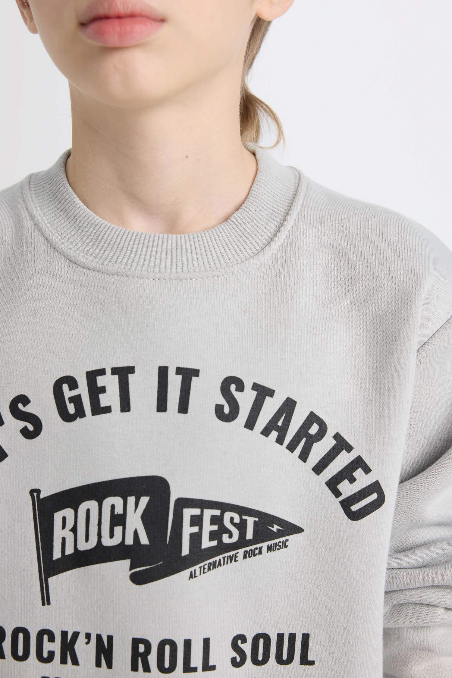 Erkek Çocuk Bisiklet Yaka Baskılı Sweatshirt