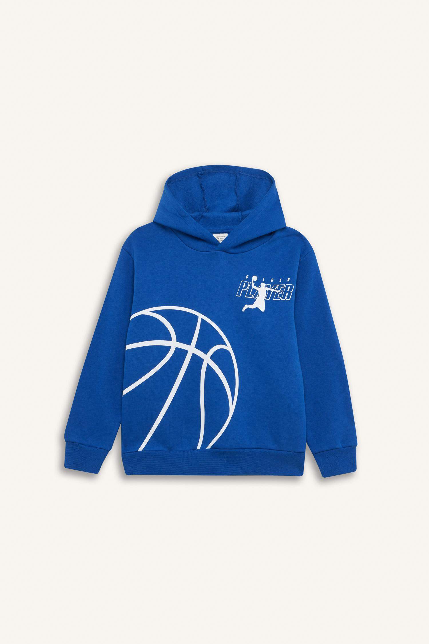 Erkek Çocuk Kapüşonlu Spor Baskılı Sweatshirt