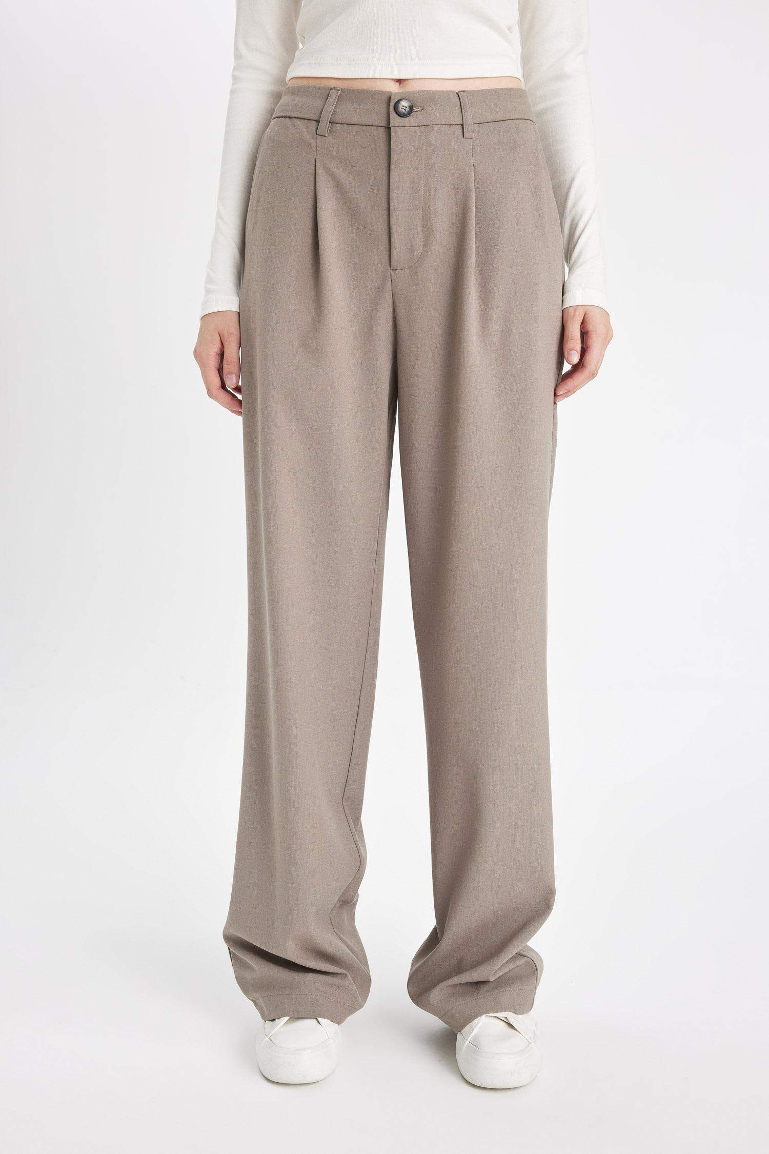 Pantalon Taille haute à jambes larges avec poches