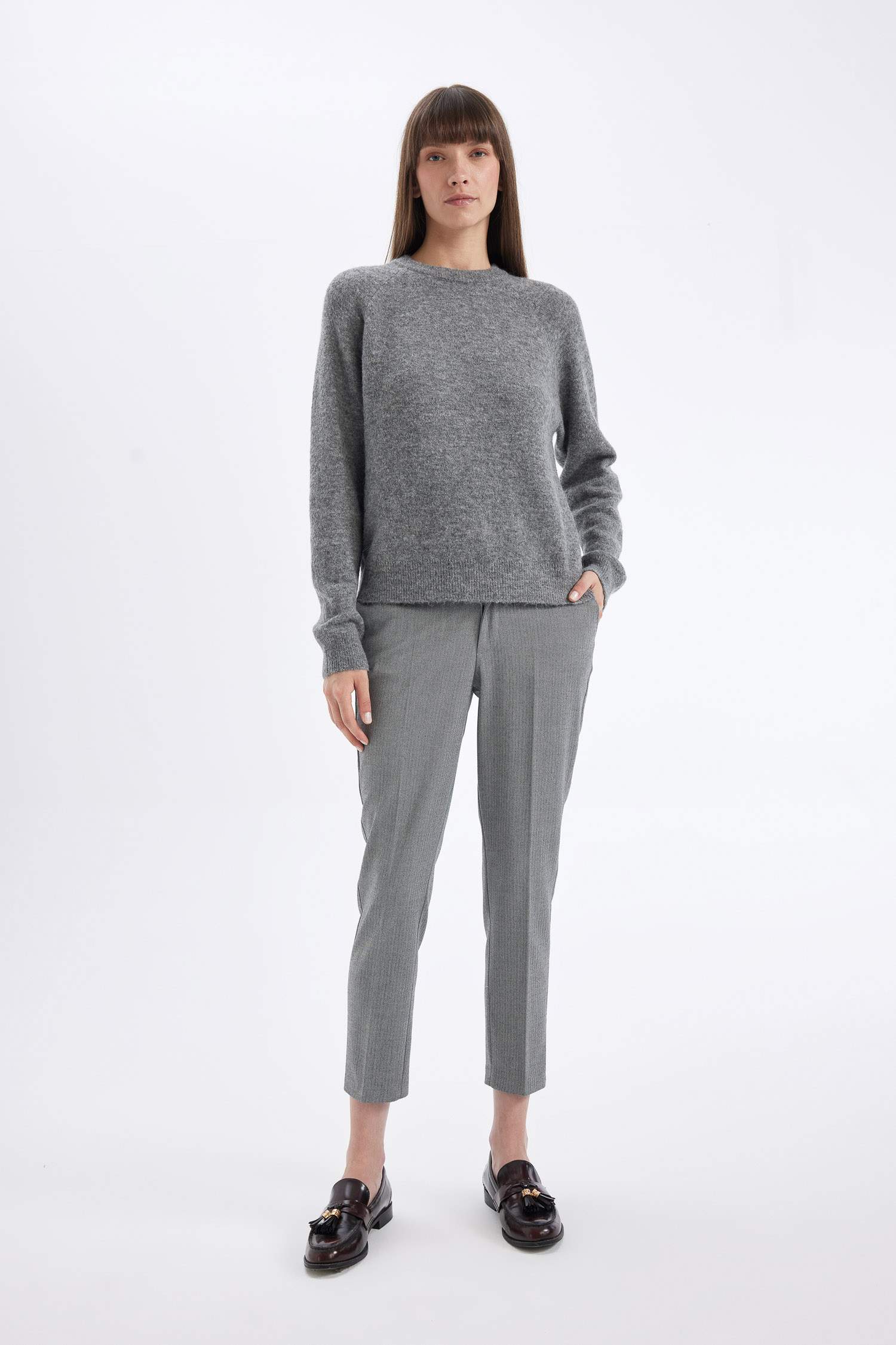 Chino High Waist Straight Leg Trousers