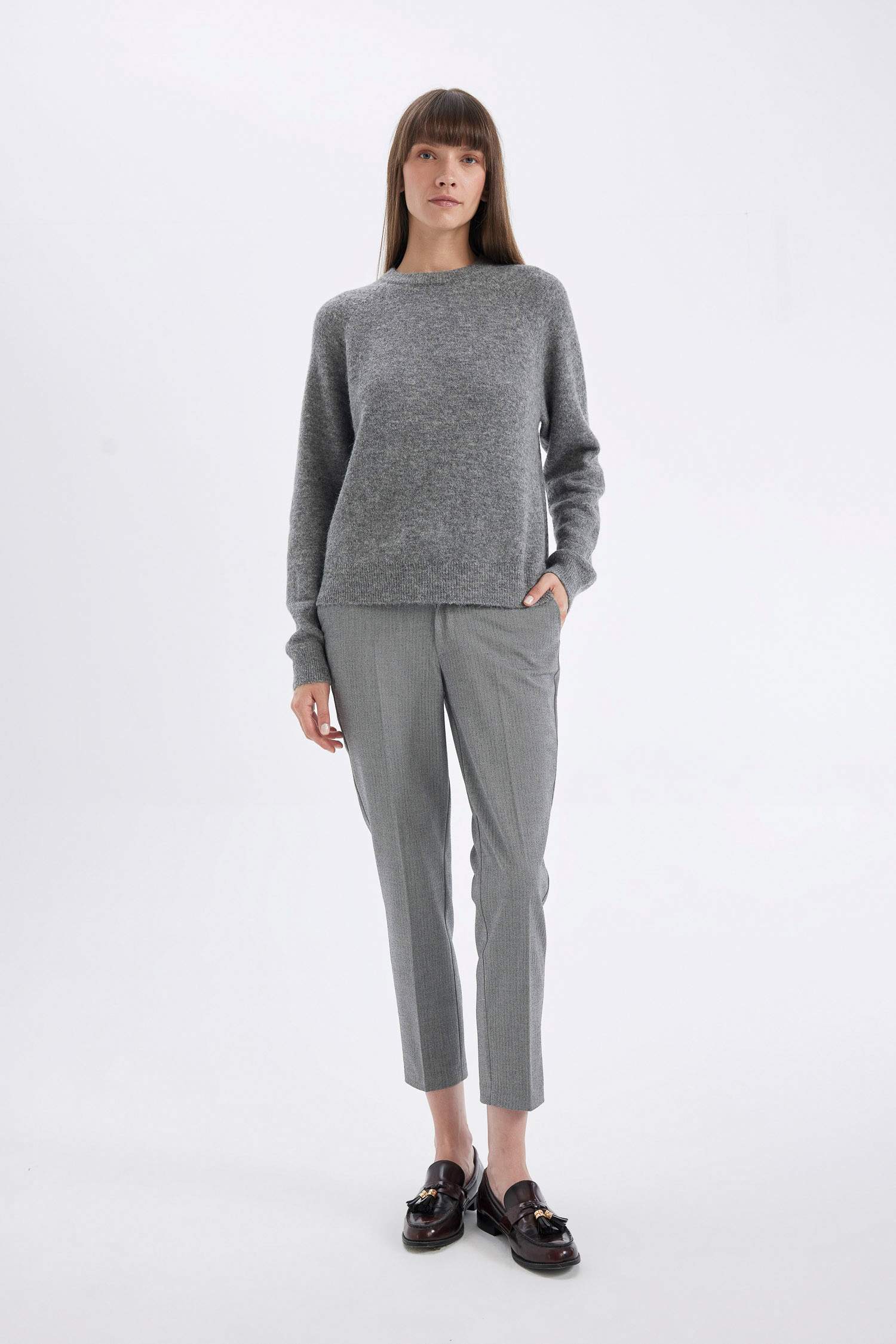 Chino High Waist Straight Leg Trousers