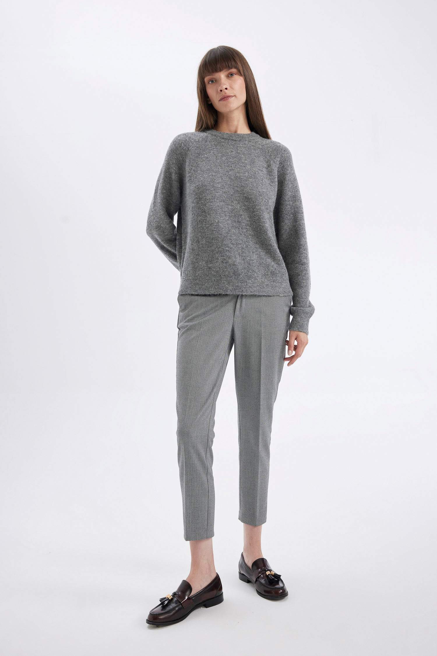 Chino High Waist Straight Leg Trousers