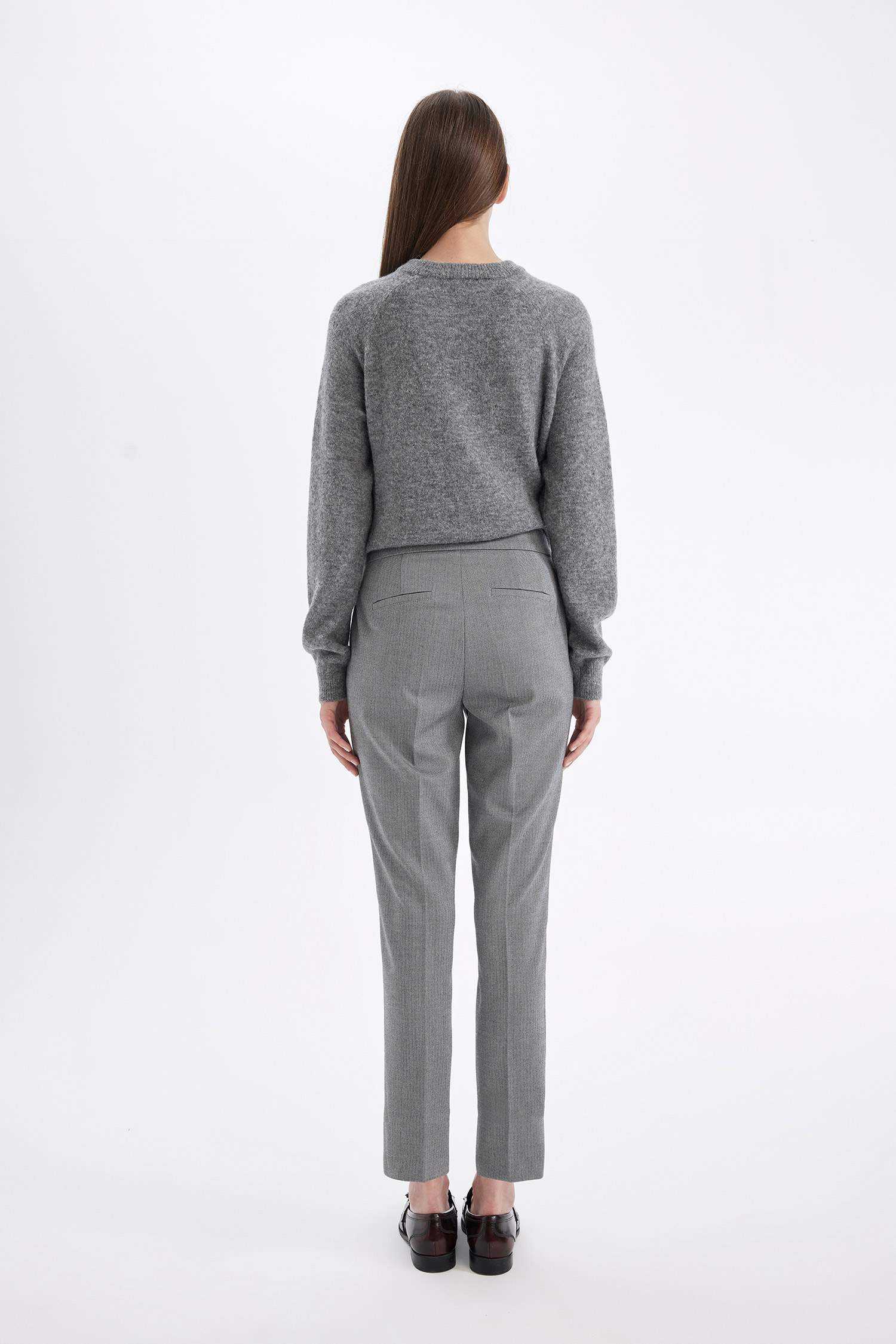 Chino High Waist Straight Leg Trousers