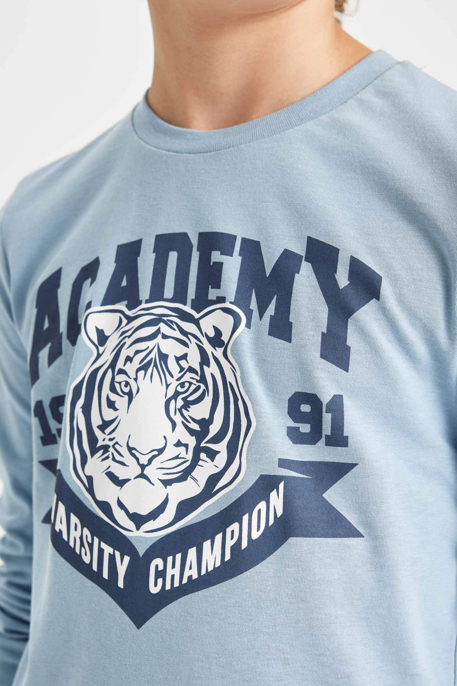 طقم بيجاما أزرق اولادي قصة عادية - قطعتين