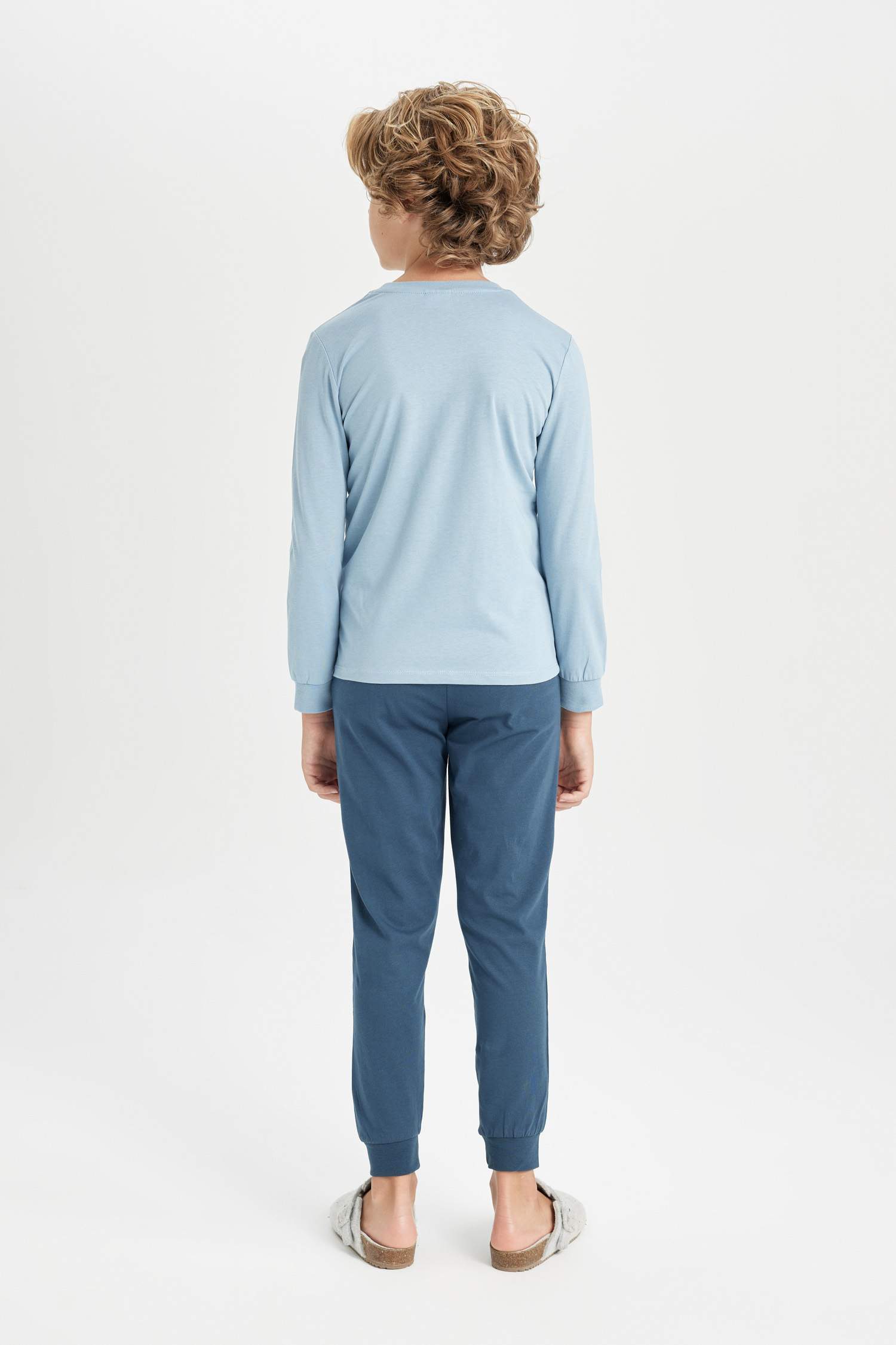 طقم بيجاما أزرق اولادي قصة عادية - قطعتين