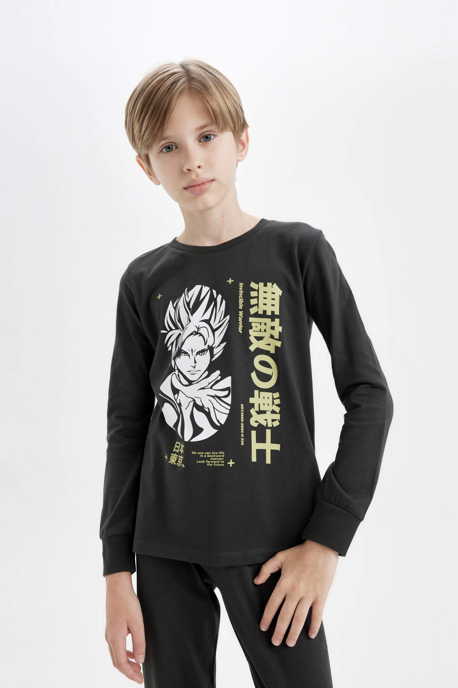 Erkek Çocuk Pijama Takımı Baskılı Uzun Kollu Üst Uzun Alt