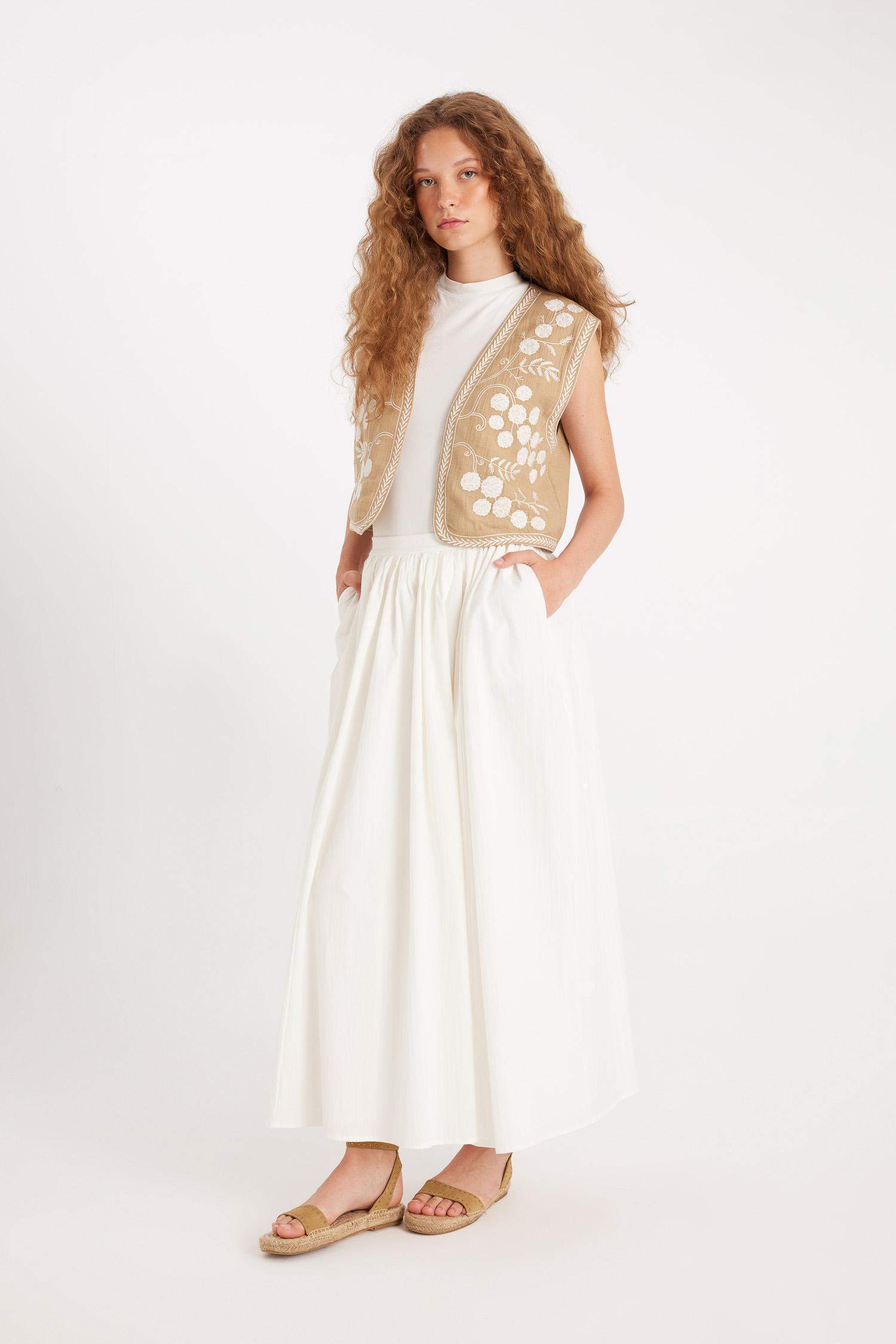 Manuka x DeFacto A Kesim Poplin Maxi Etek