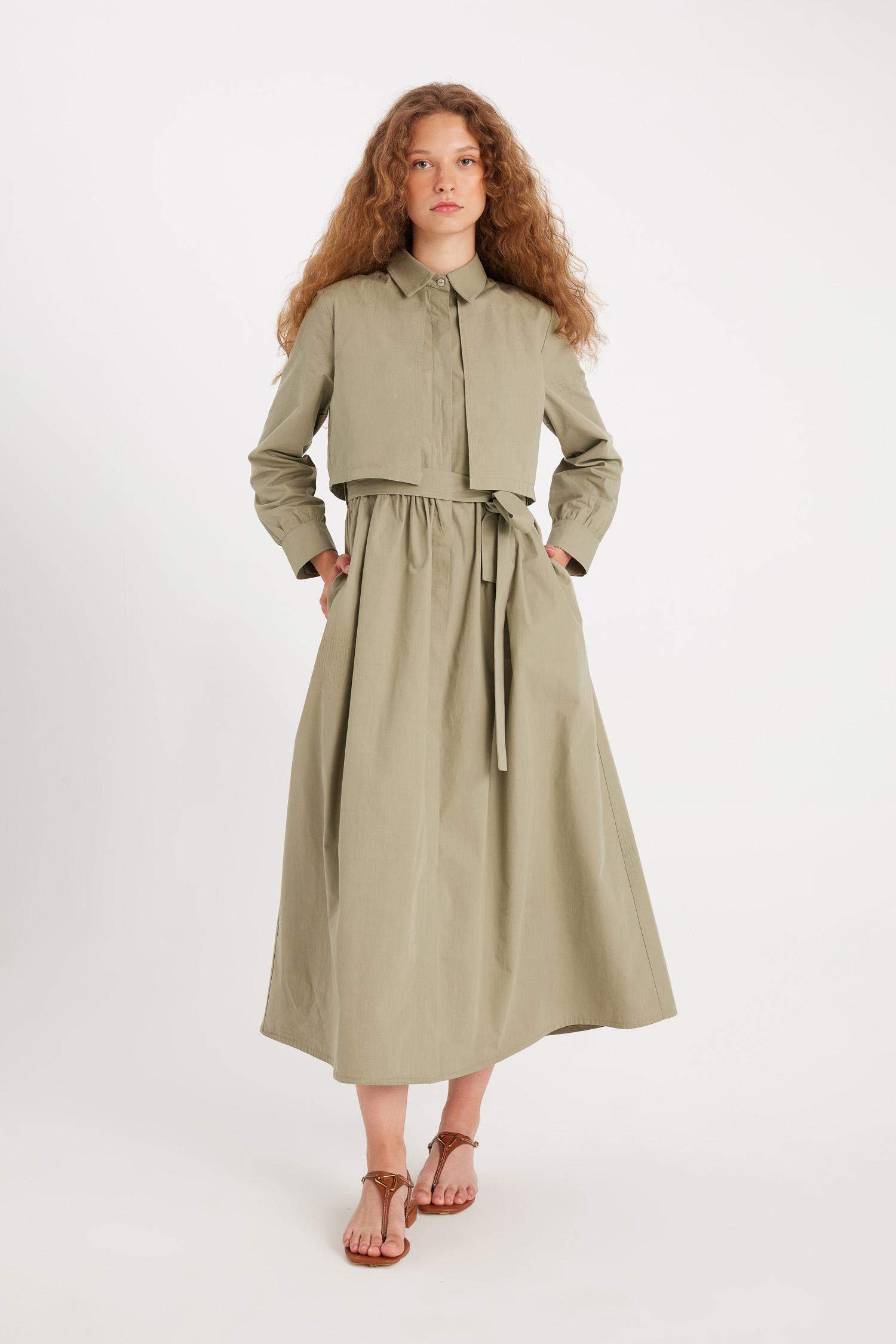 Manuka x DeFacto Hakim Yaka Poplin Uzun Kollu Elbise