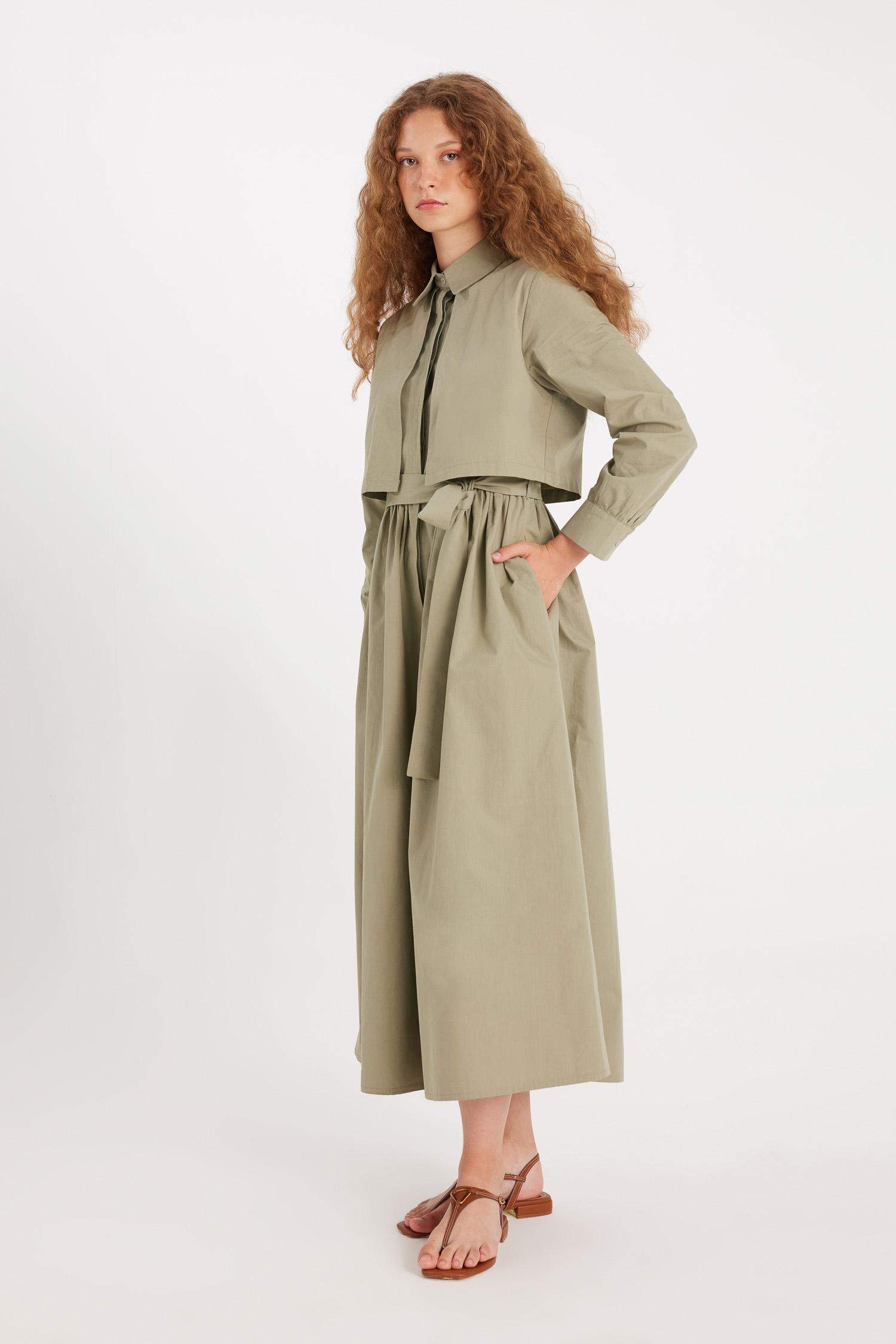 Manuka x DeFacto Hakim Yaka Poplin Uzun Kollu Elbise