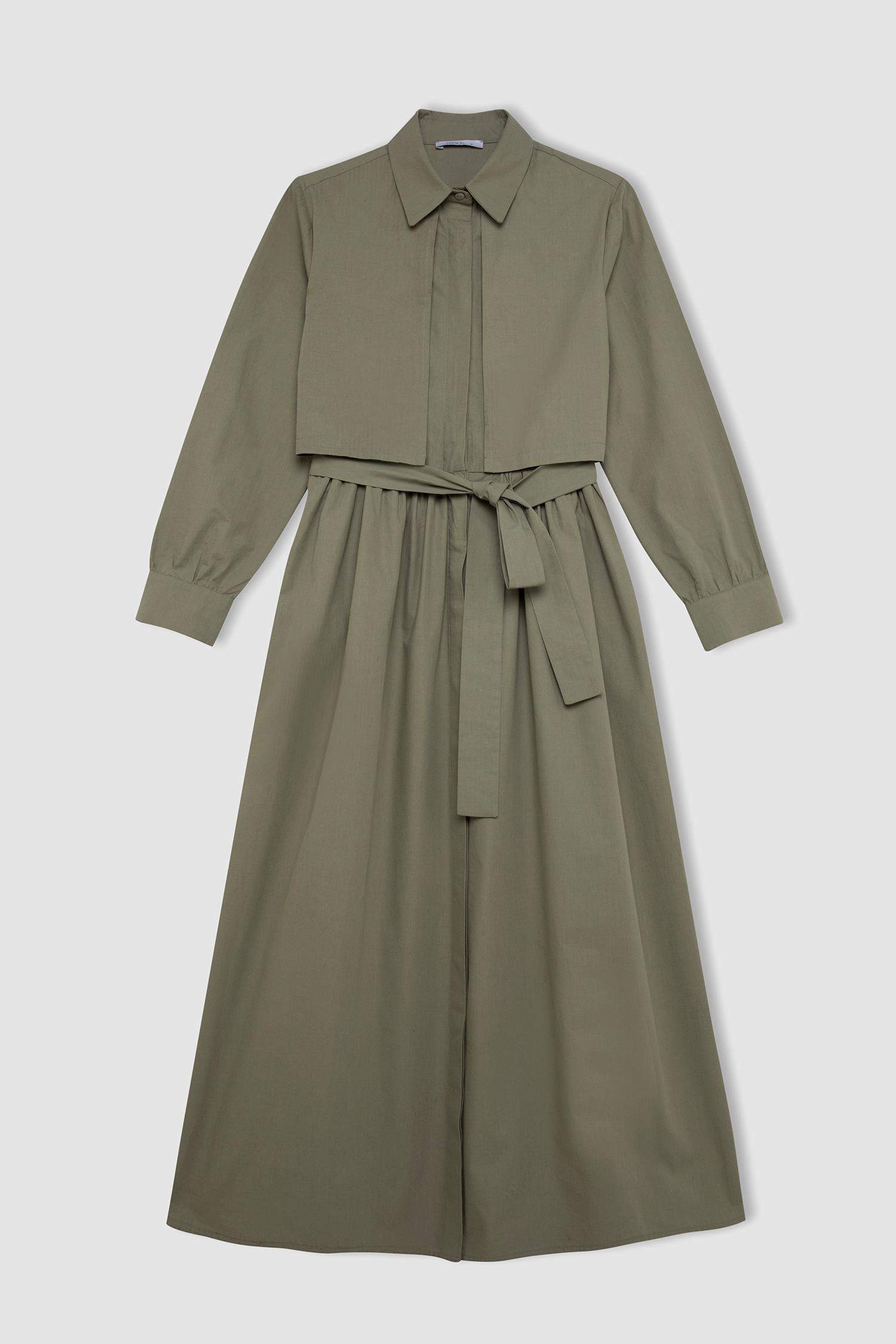 Manuka x DeFacto Hakim Yaka Poplin Uzun Kollu Elbise