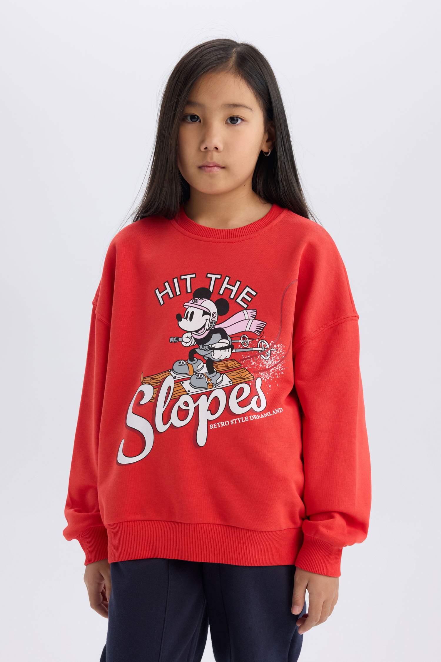 Sweat-shirt Oversize à Col rond Mickey & Minnie pour Fille