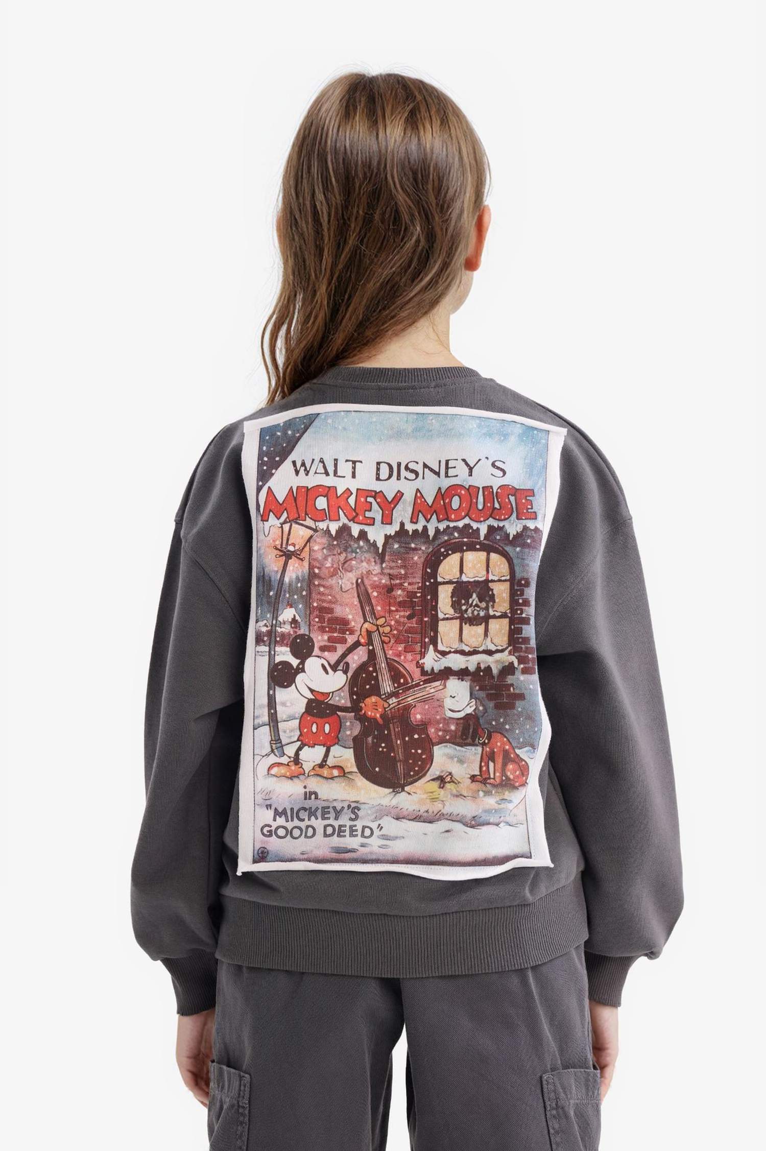 Girl Disney Mickey Mouse &Friends Oversize Fit Back Printed Sweatshirt