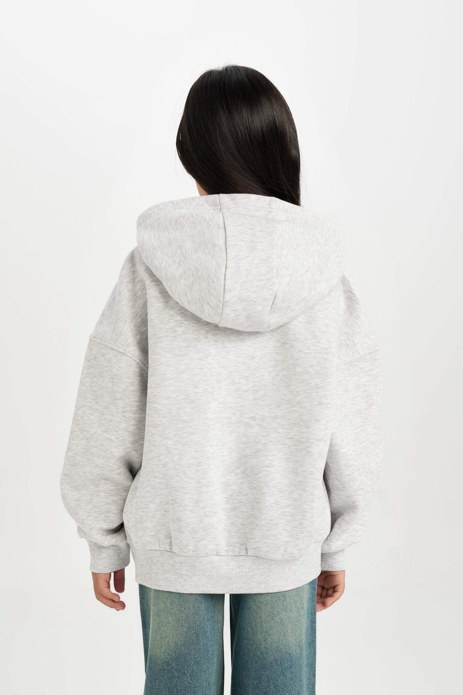 Girl Oversize Fit Hooded Printed Sweatshirt