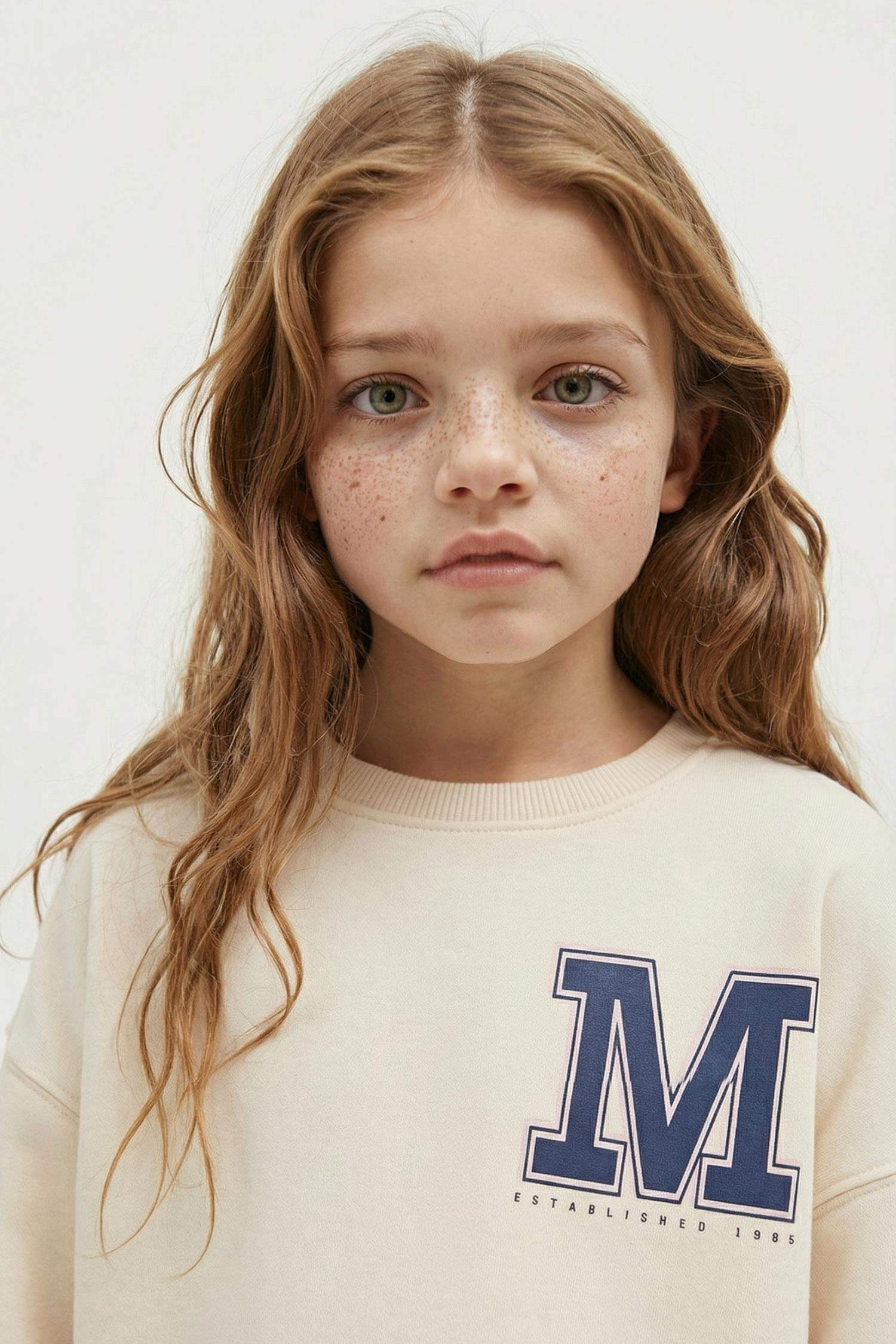 Girl Oversize Fit Crew Neck University Printed Sweatshirt