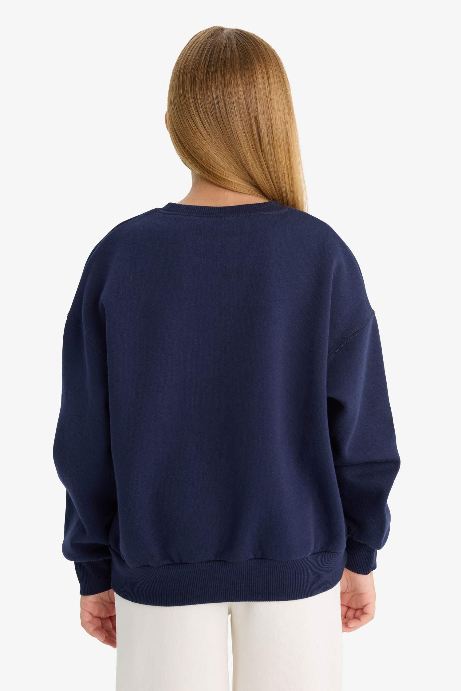 Kız Çocuk Relax Fit Bisiklet Yaka Baskılı Sweatshirt