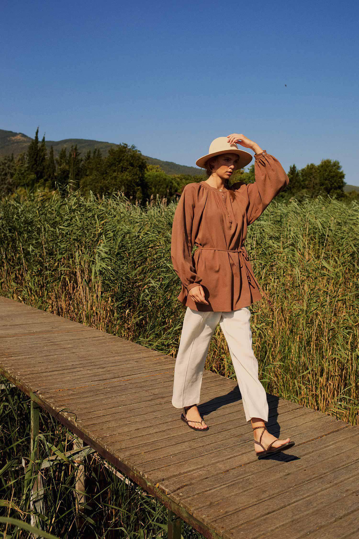 Manuka x DeFacto Straight Fit Keten Pantolon