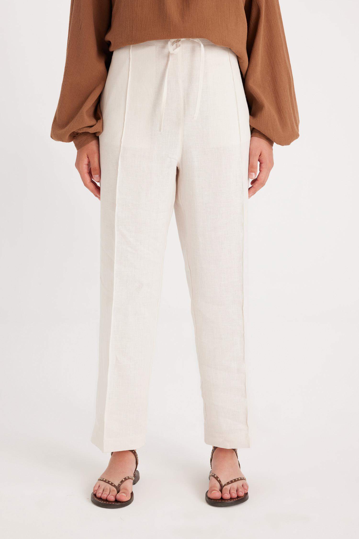 Manuka x DeFacto Straight Fit Keten Pantolon