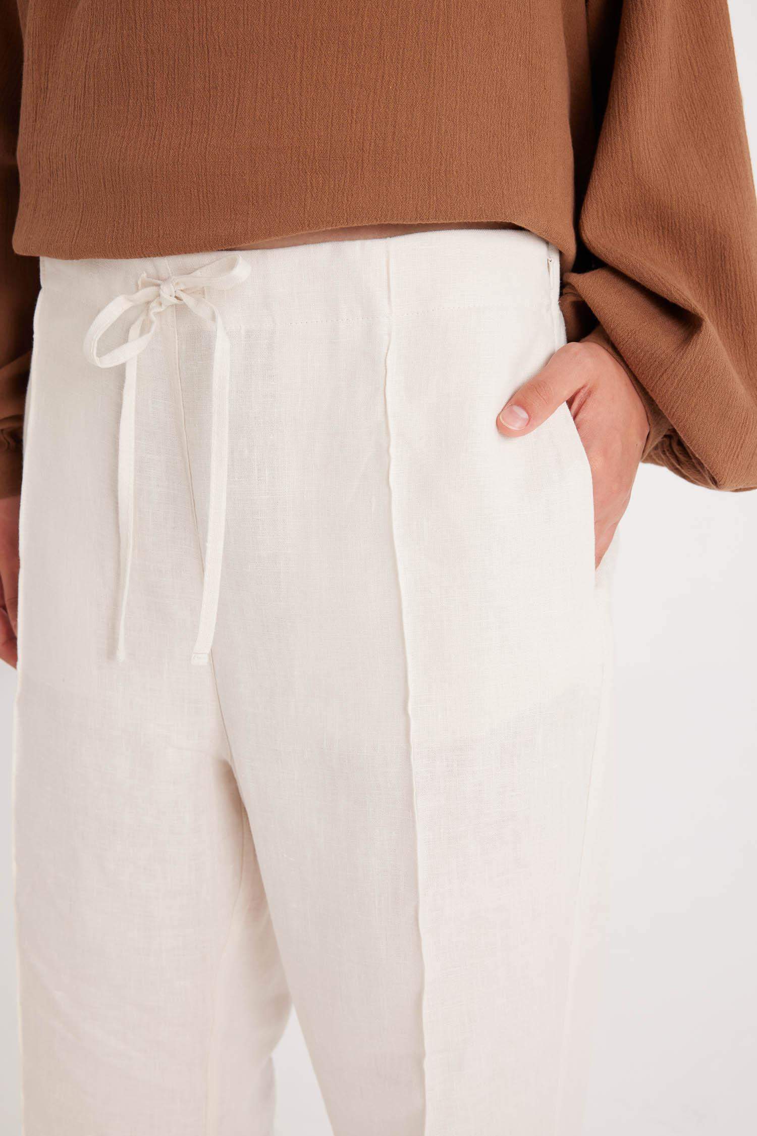 Manuka x DeFacto Straight Fit Keten Pantolon