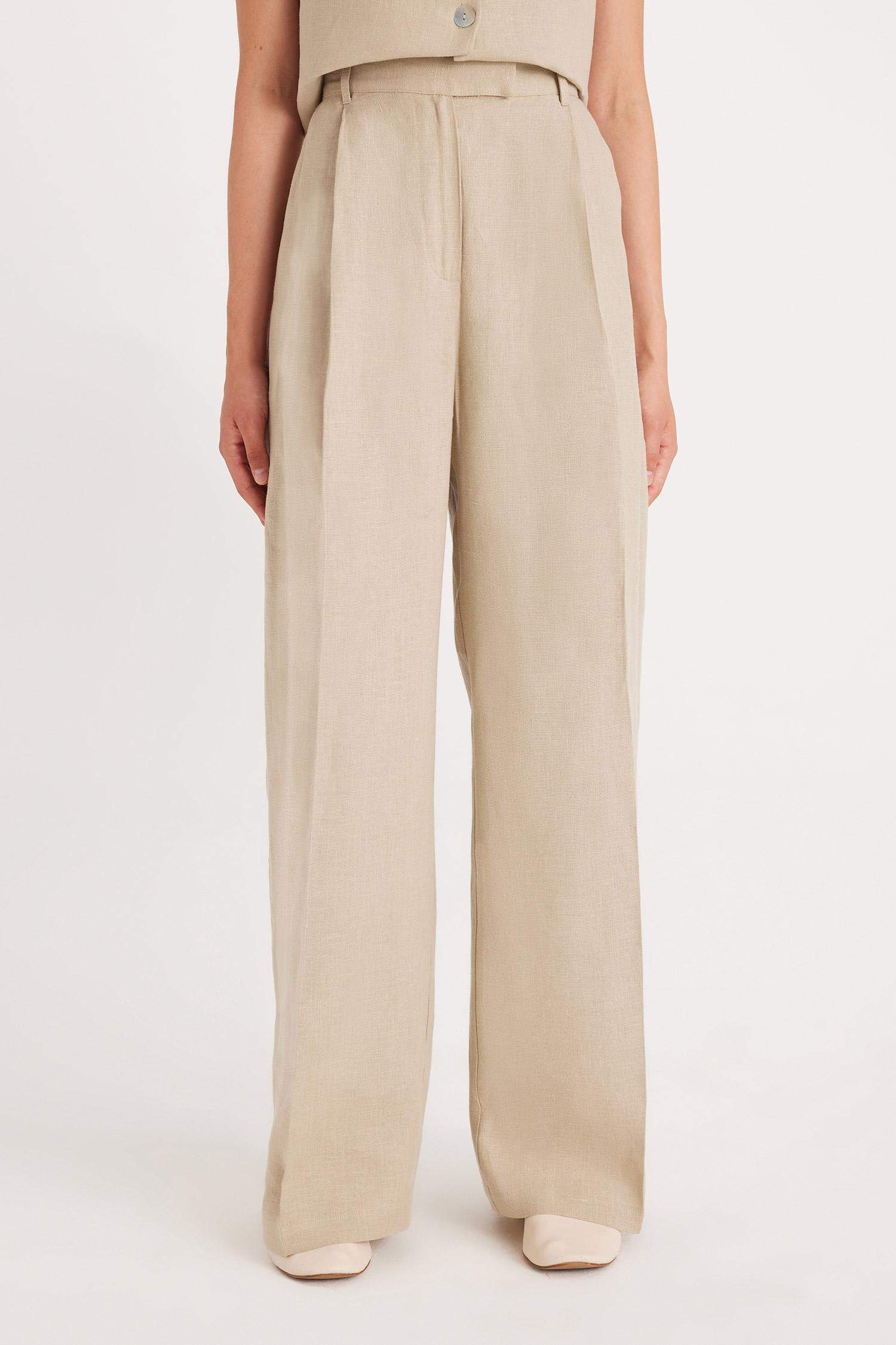 Manuka x DeFacto Straight Fit Basic Düz Keten Palazzo Pantolon