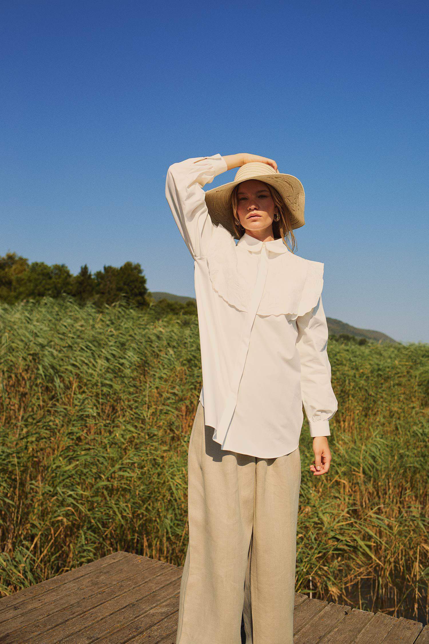 Manuka x DeFacto Poplin Basic Düz Uzun Kollu Gömlek Tunik