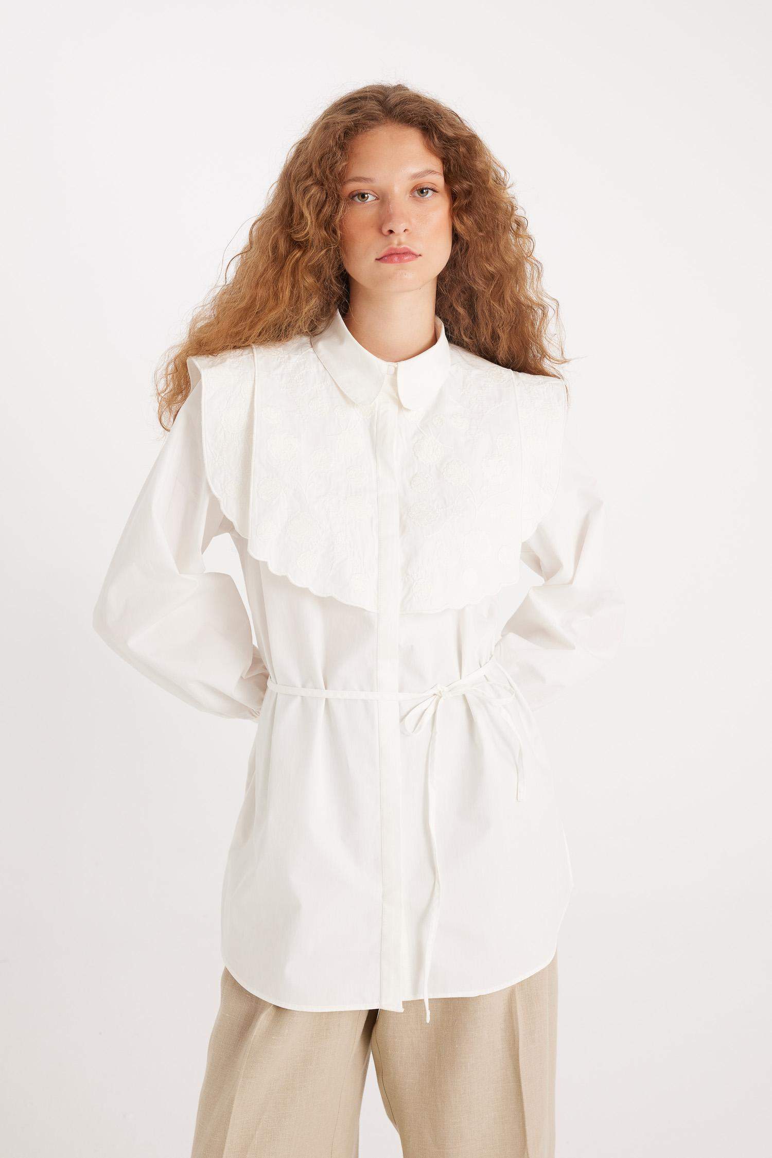 Manuka x DeFacto Poplin Basic Düz Uzun Kollu Gömlek Tunik