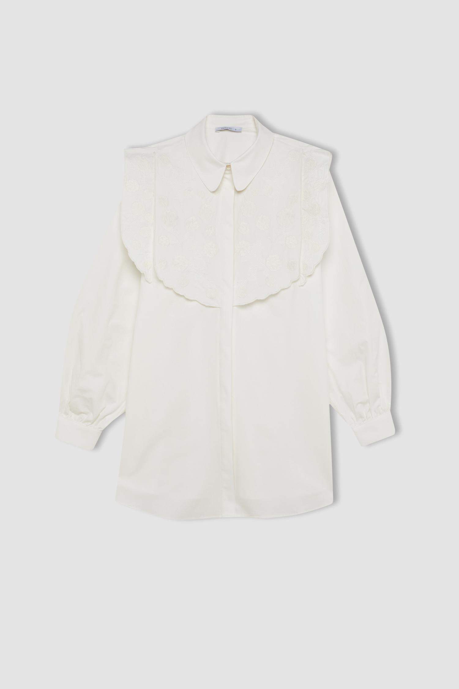 Manuka x DeFacto Poplin Basic Düz Uzun Kollu Gömlek Tunik