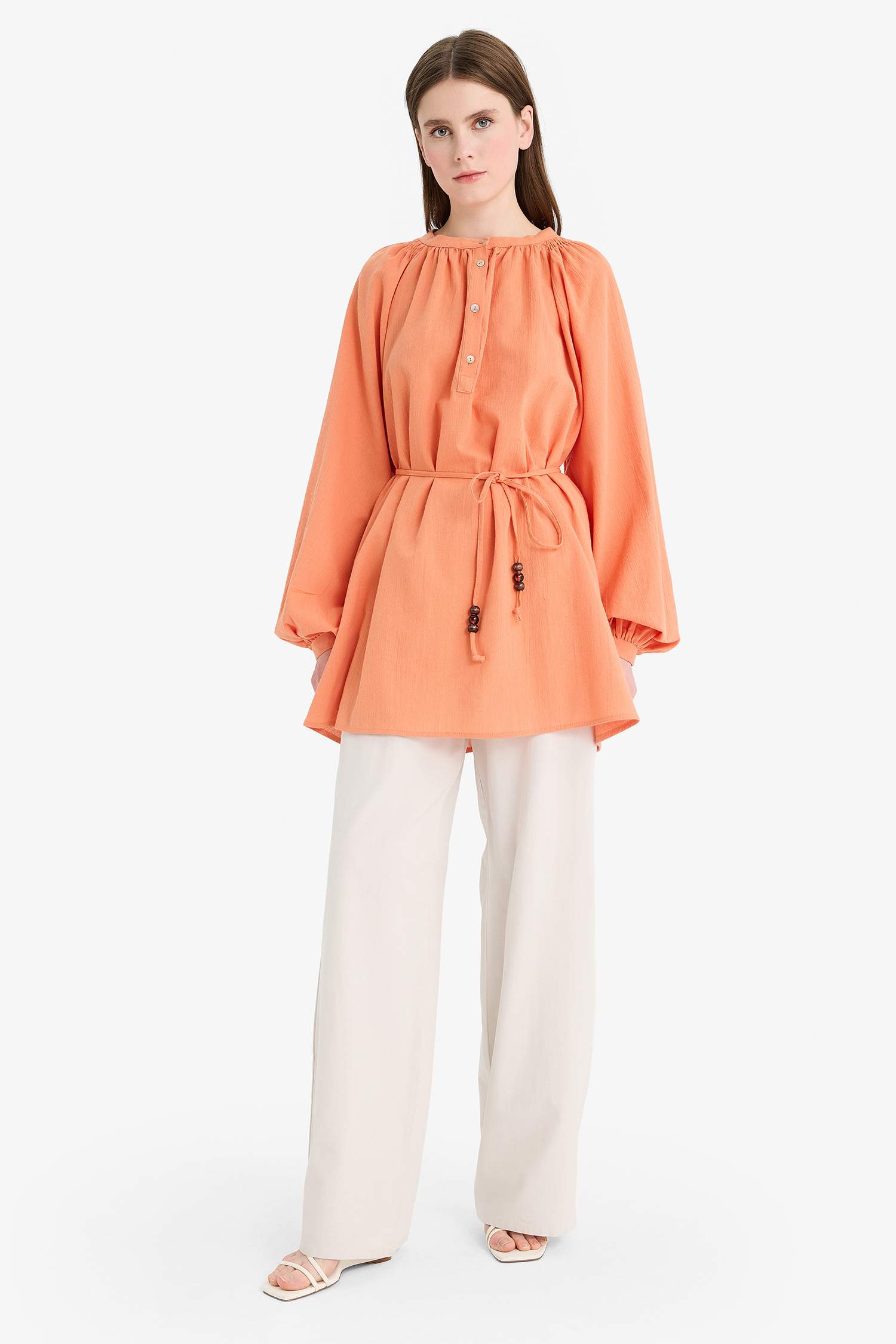 Muslin Basic Laced Long Sleeve Tunic