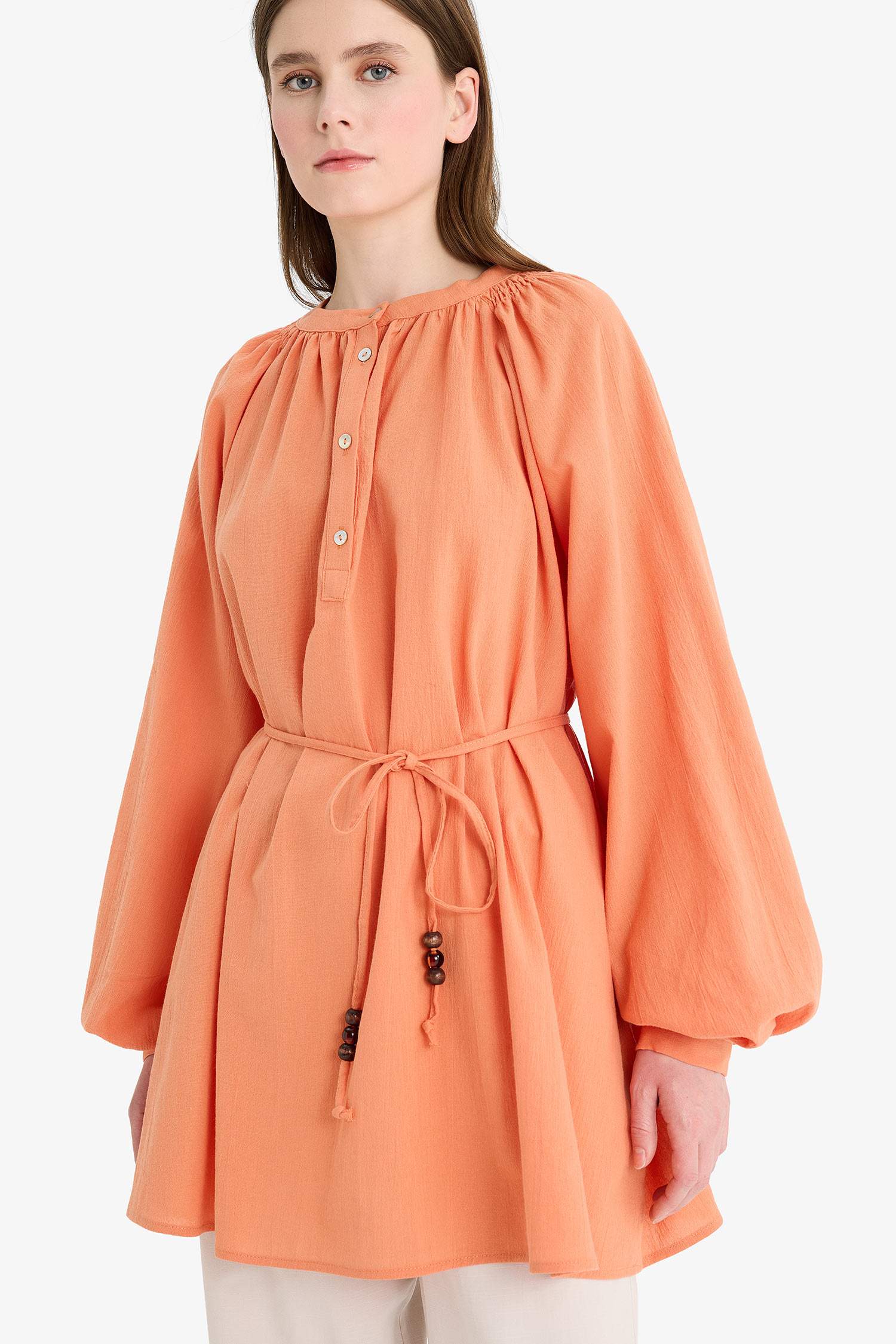 Muslin Basic Laced Long Sleeve Tunic