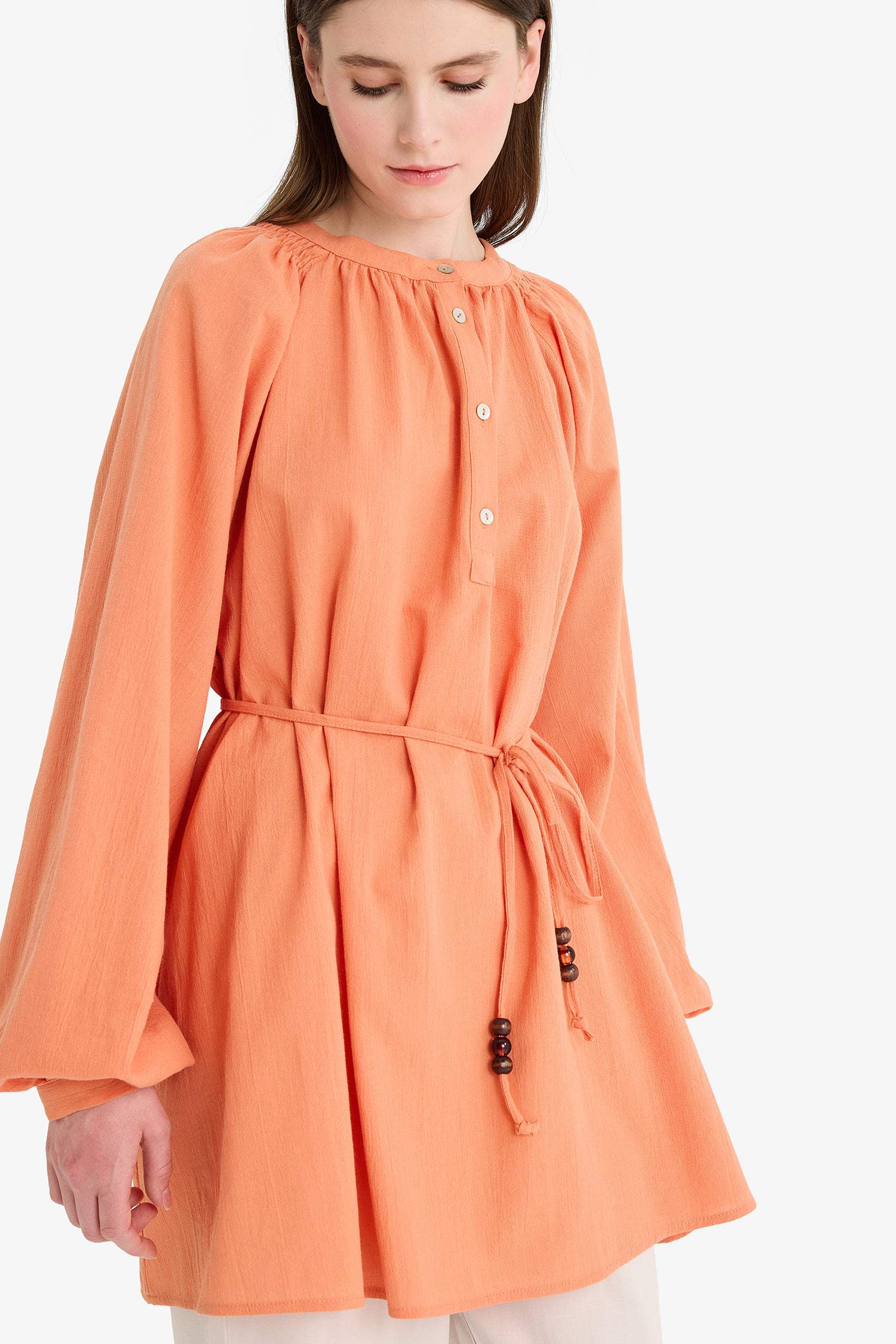 Muslin Basic Laced Long Sleeve Tunic