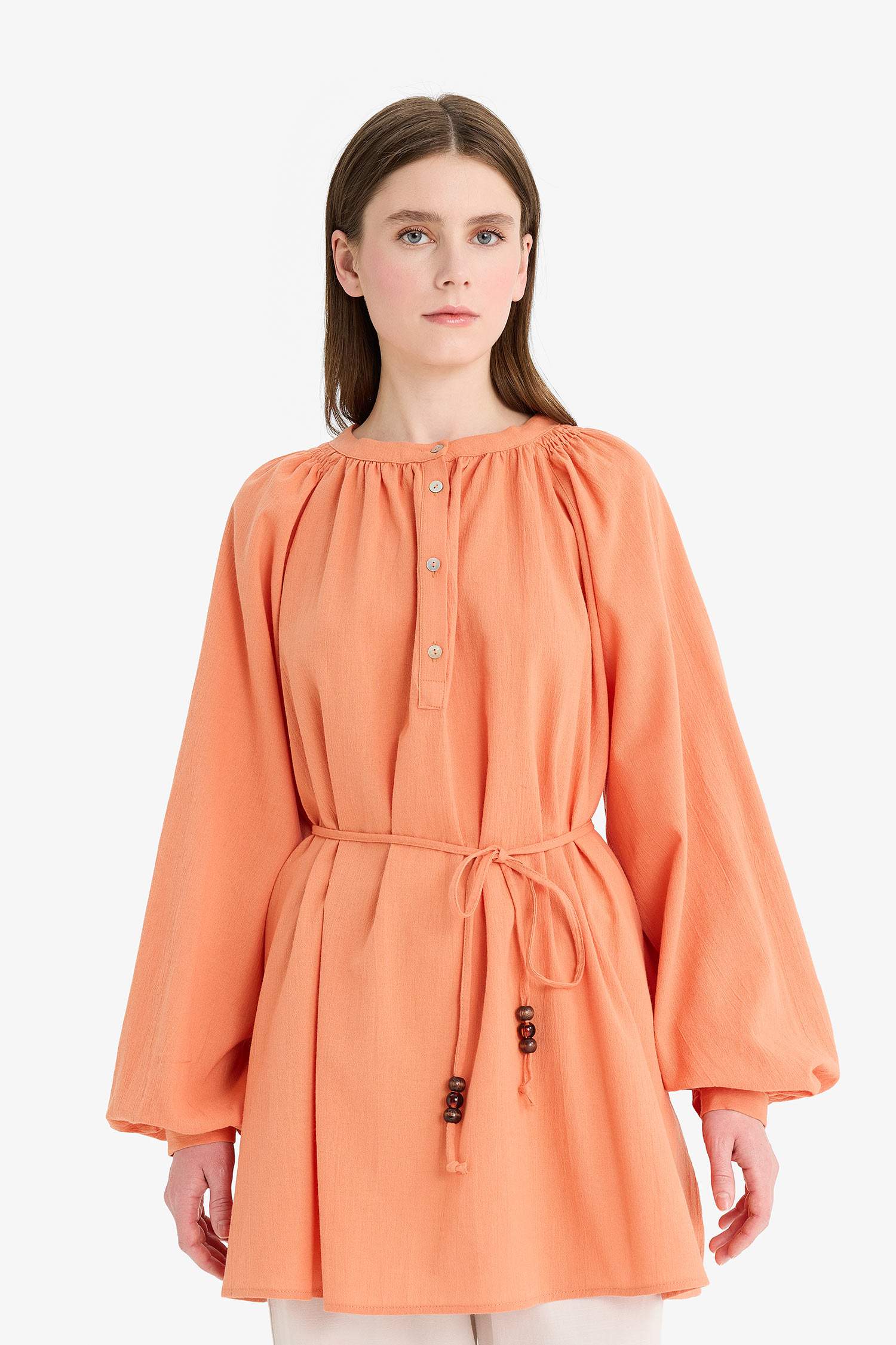 Muslin Basic Laced Long Sleeve Tunic