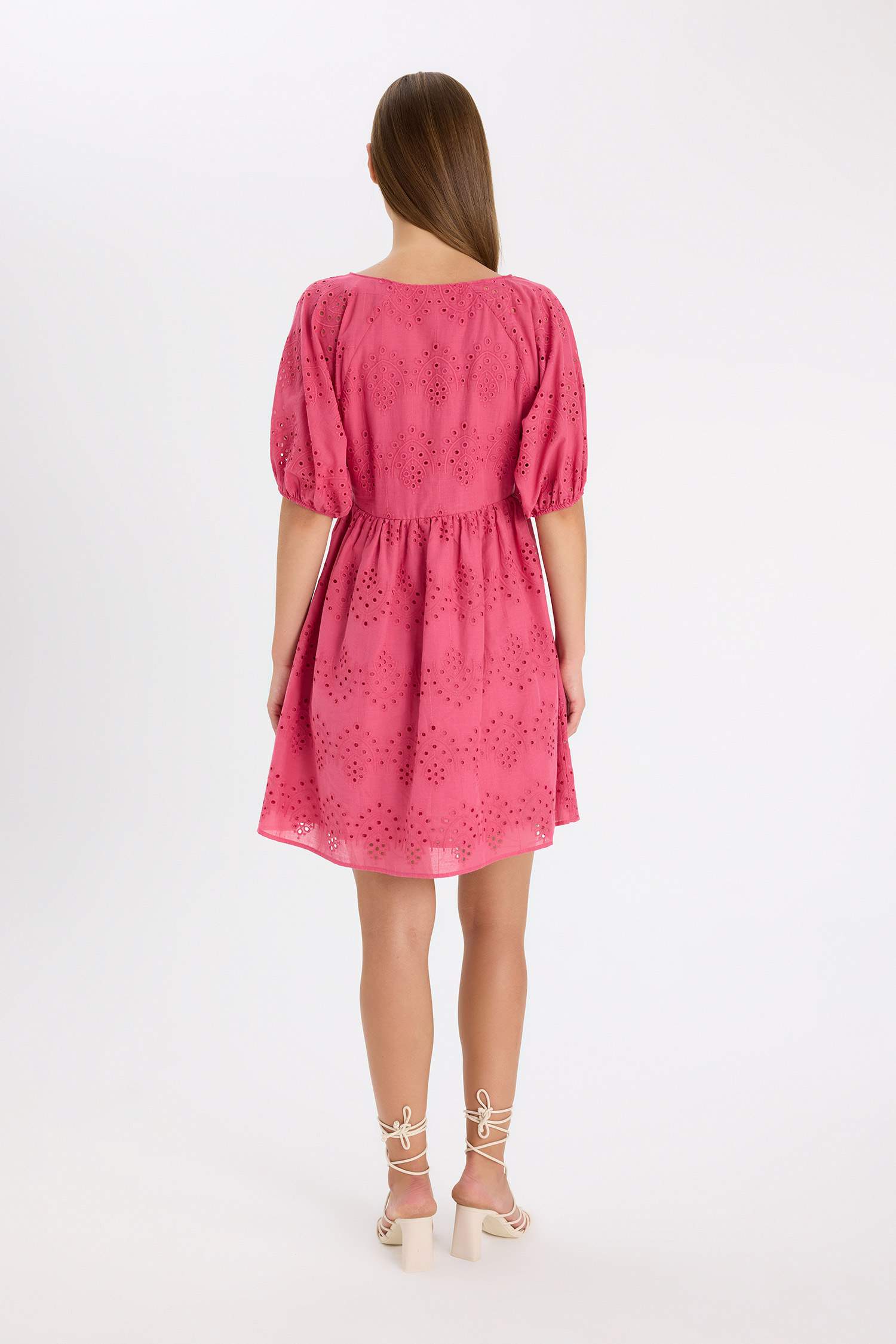 Babydoll Heart Neck Voile Mini Dress