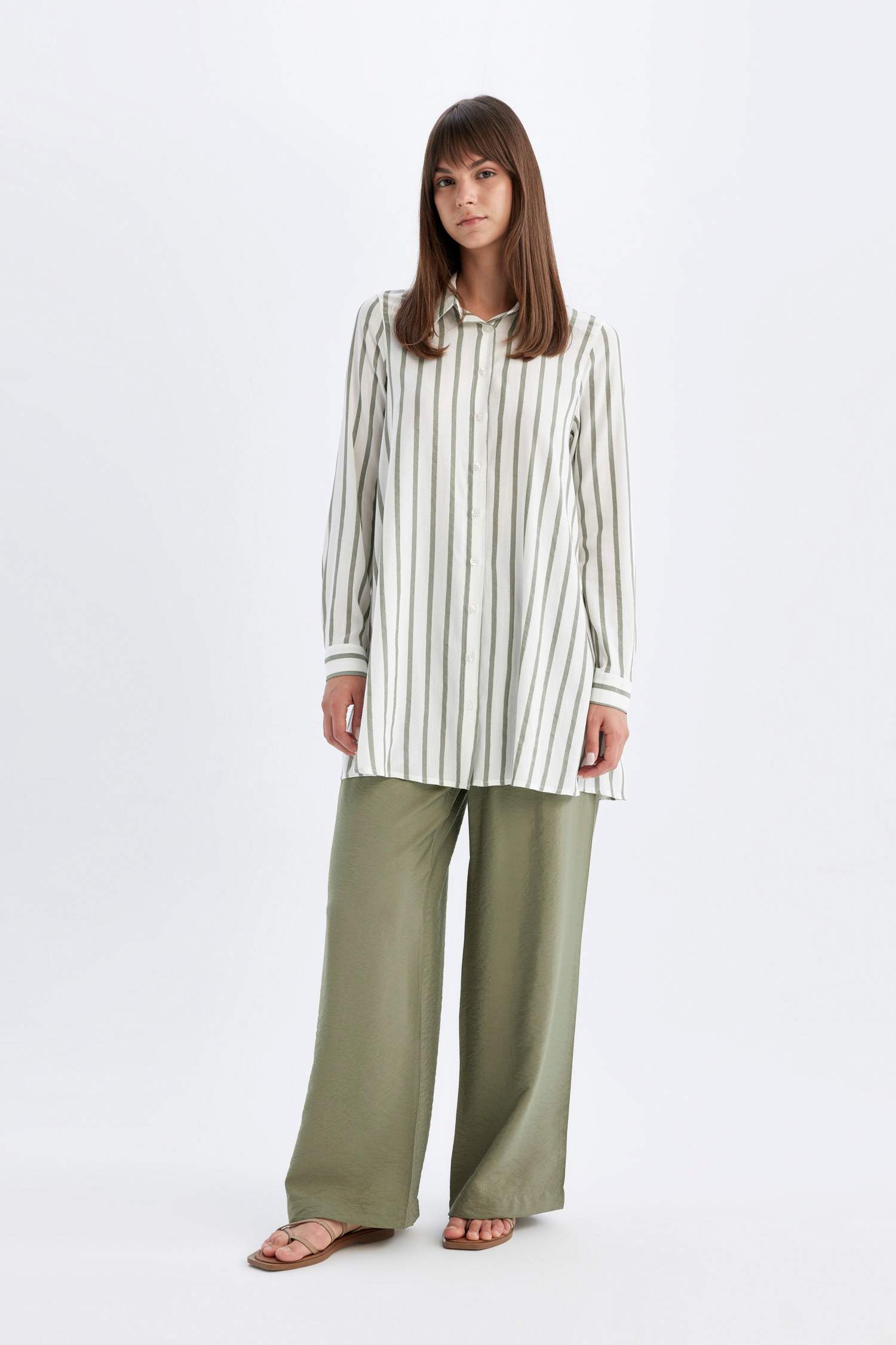 Regular Fit Long Sleeve Shirt Striped Tunic