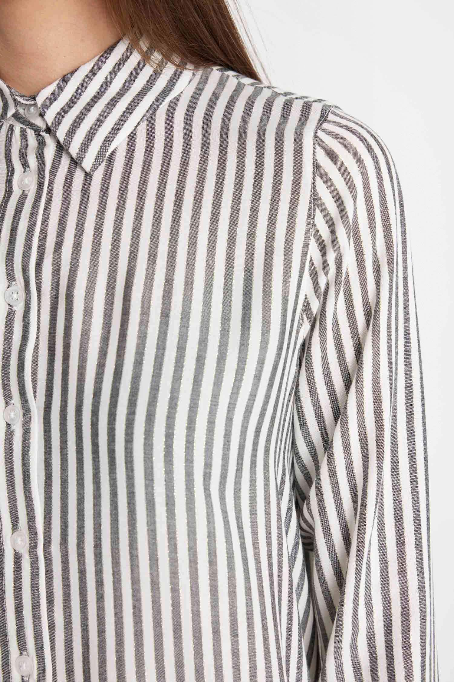 Regular Fit Shirt Collar Striped Tunic