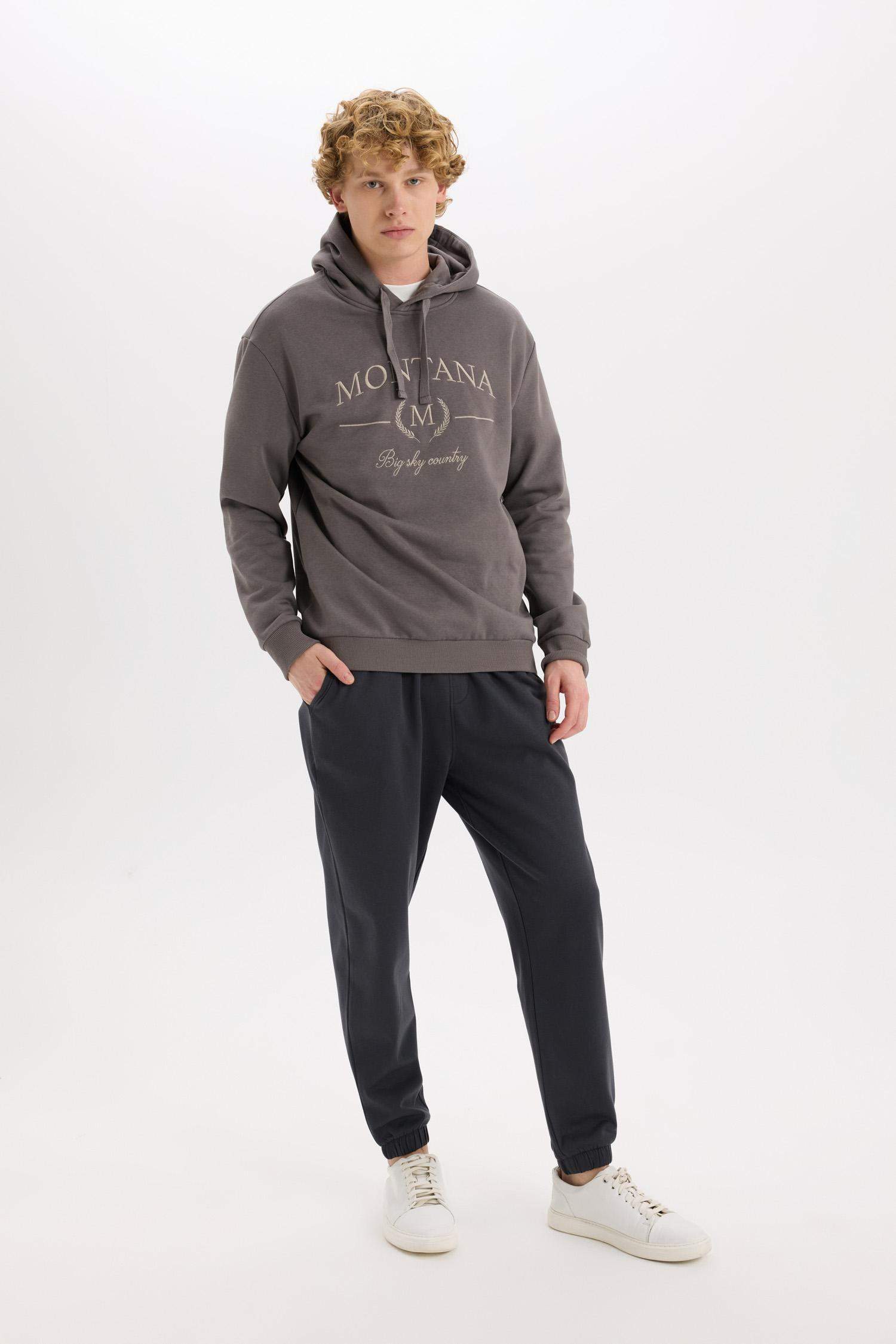 Regular Fit With Pockets Printed Thin Sweatshirt Fabric Trousers