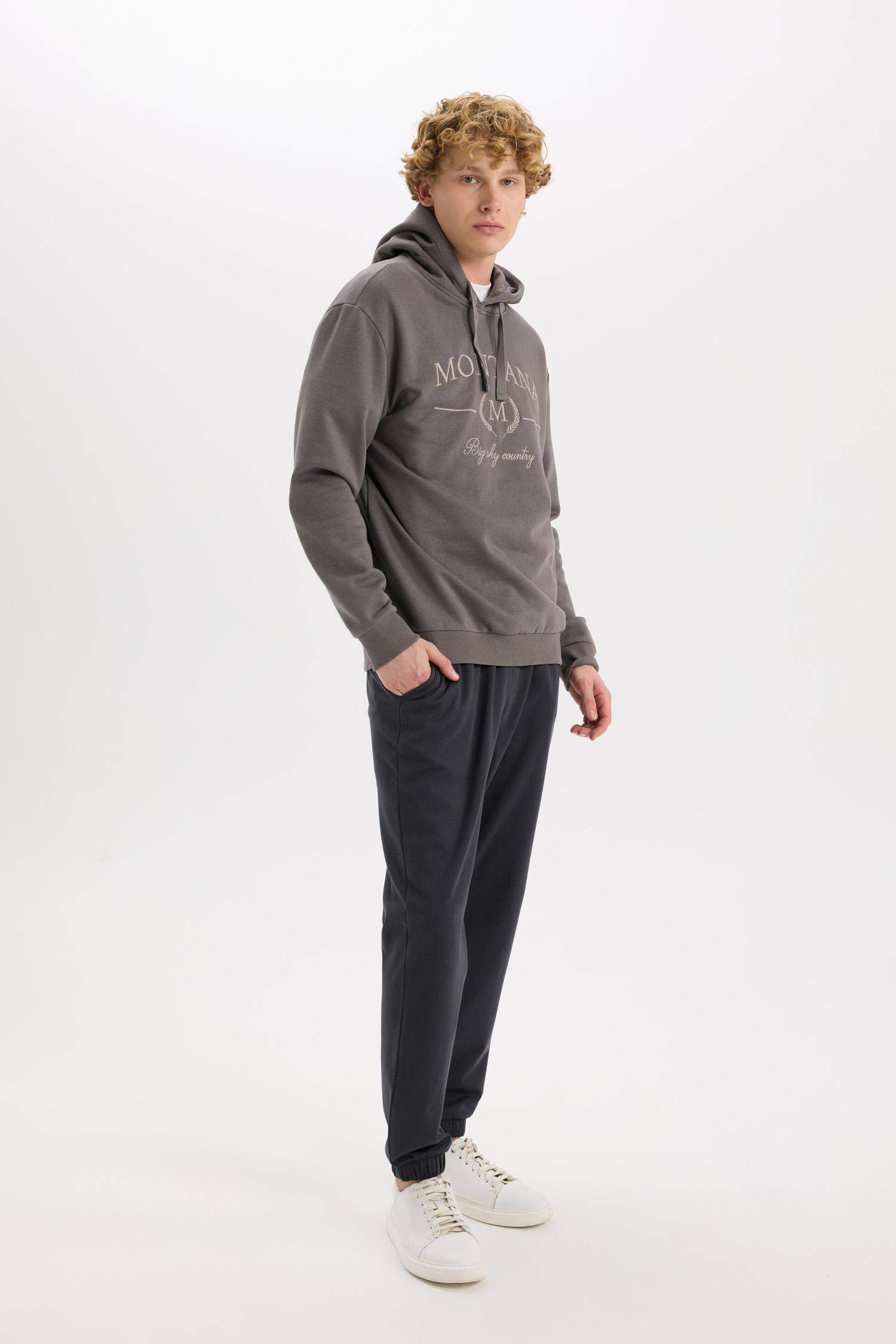 Regular Fit With Pockets Printed Thin Sweatshirt Fabric Trousers